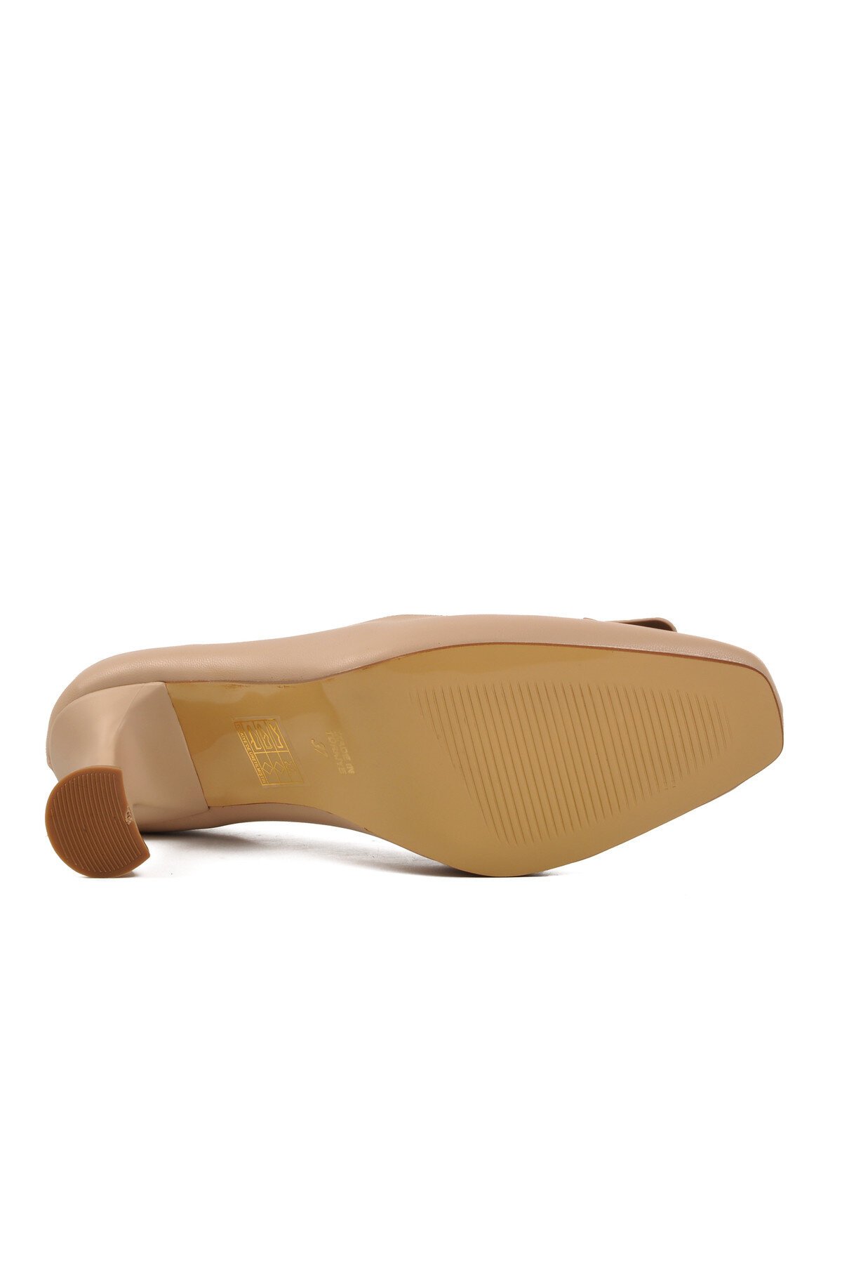 Ayakmod Bej Cilt Kadın Topuklu Ayakkabı