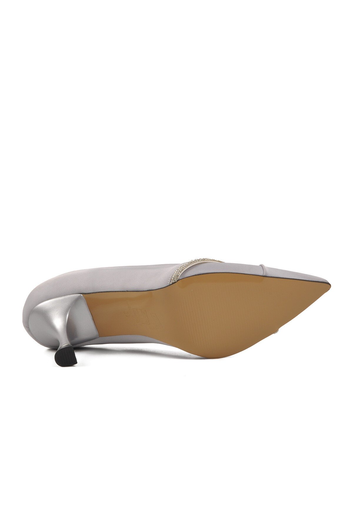 Ayakmod Gümüş Saten Kadın Topuklu Ayakkabı
