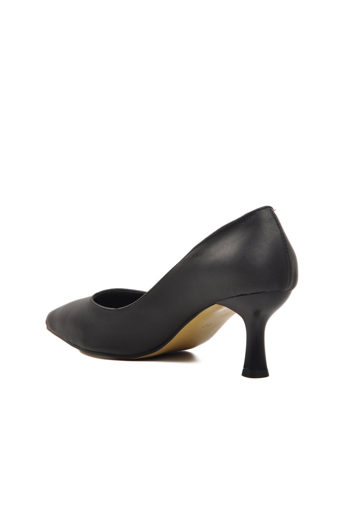 Ayakmod Siyah Cilt Kadın Topuklu Ayakkabı