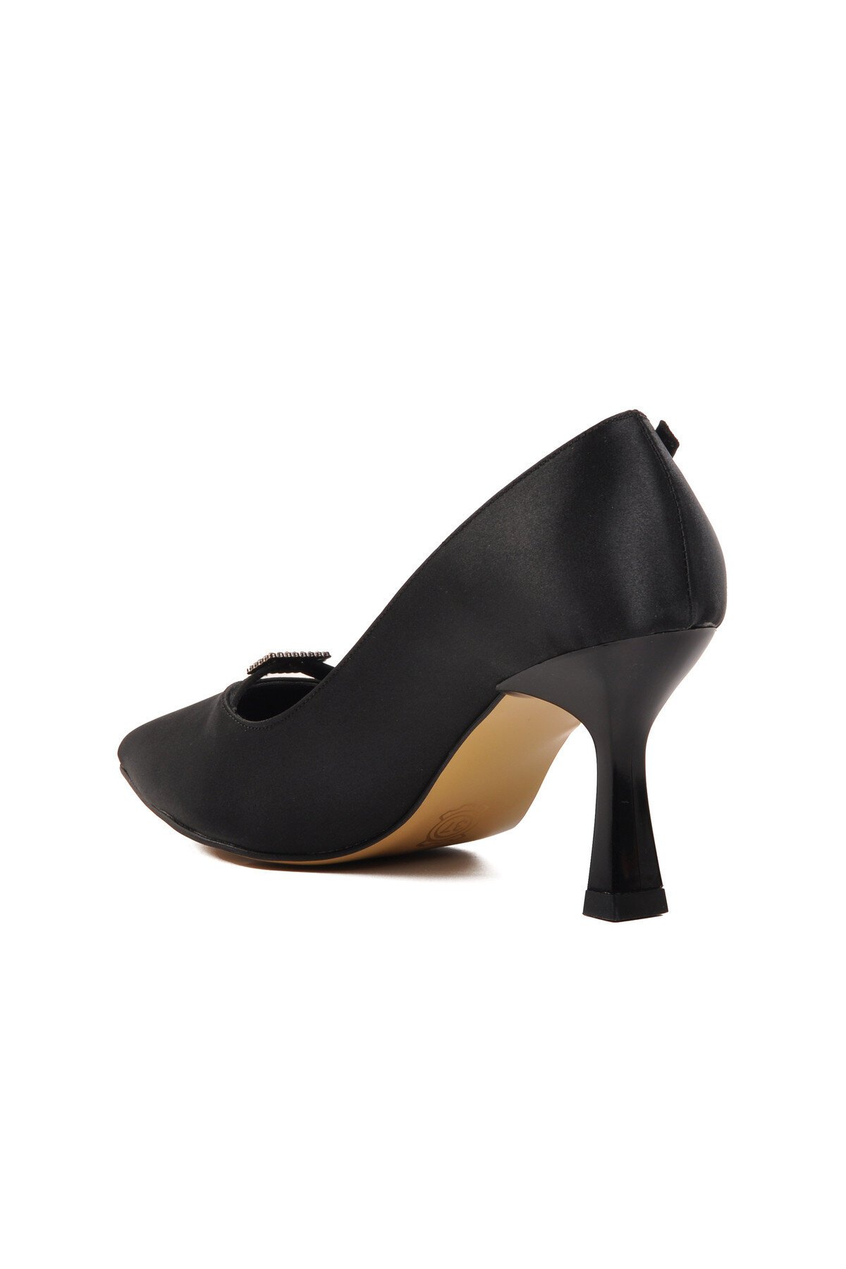 Ayakmod Siyah Saten Kadın Topuklu Ayakkabı