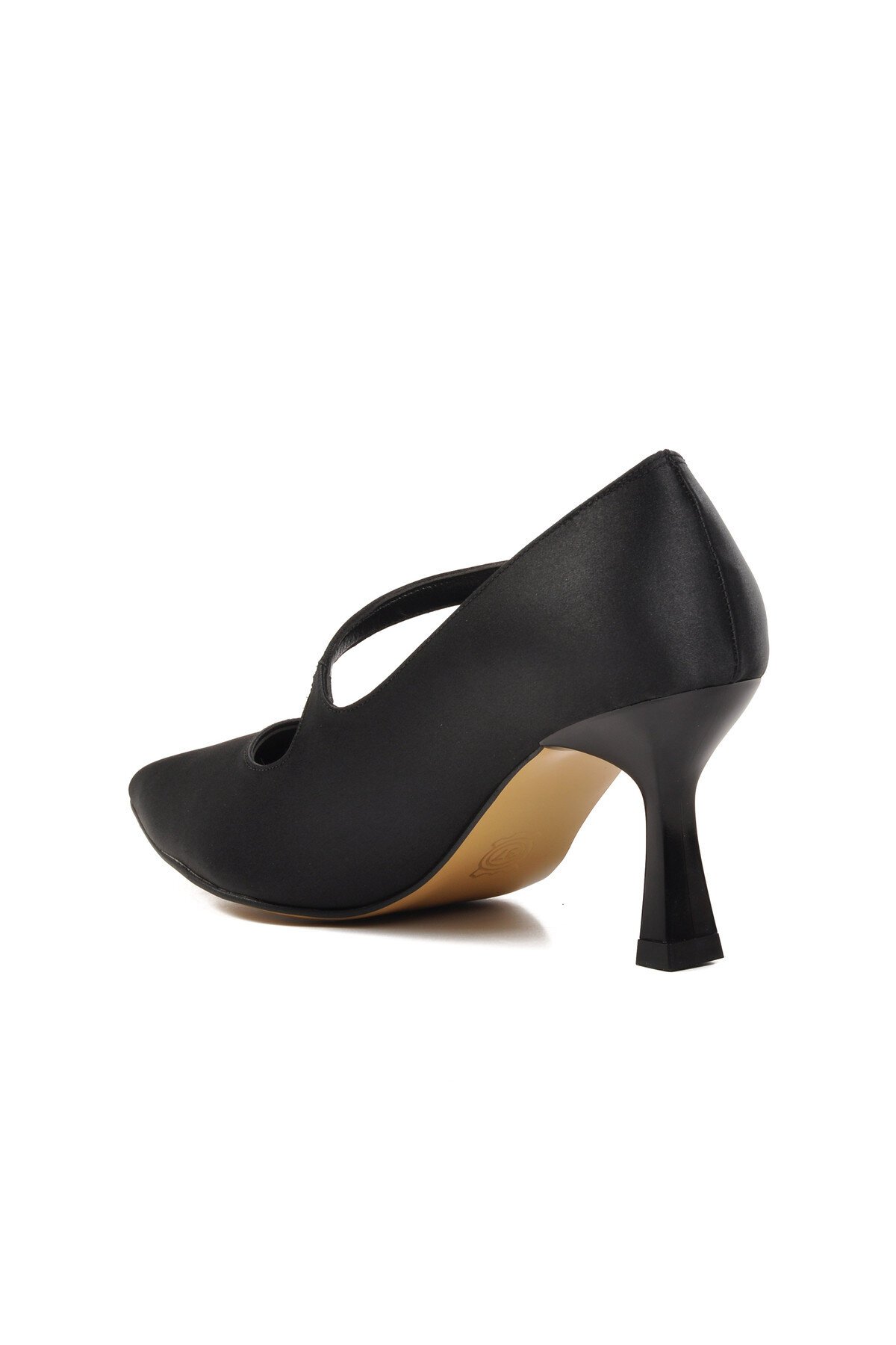 Ayakmod Siyah Saten Kadın Topuklu Ayakkabı