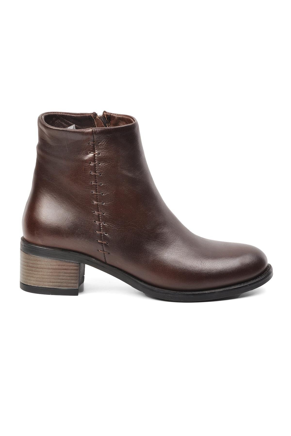 Kahve Hakiki Deri Kadın Bot