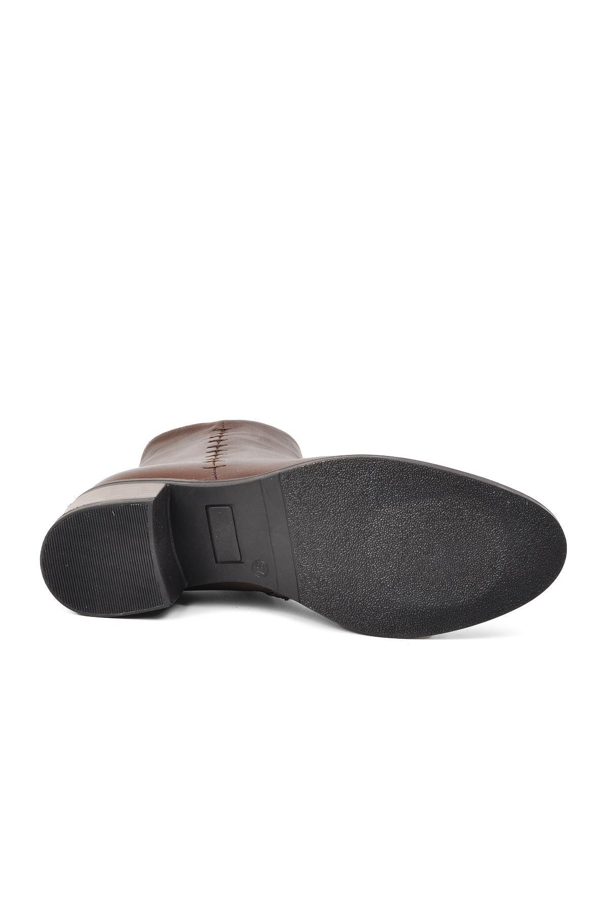 Kahve Hakiki Deri Kadın Bot