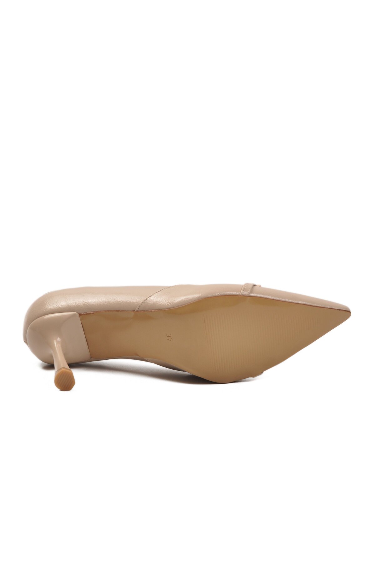 Bej Kırışık İnce Topuk Kadın Abiye Ayakkabı 575040 Z