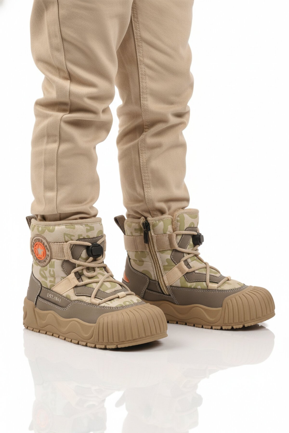 Bej İçi Kürklü Fermuarlı Çocuk Bot 22665 F