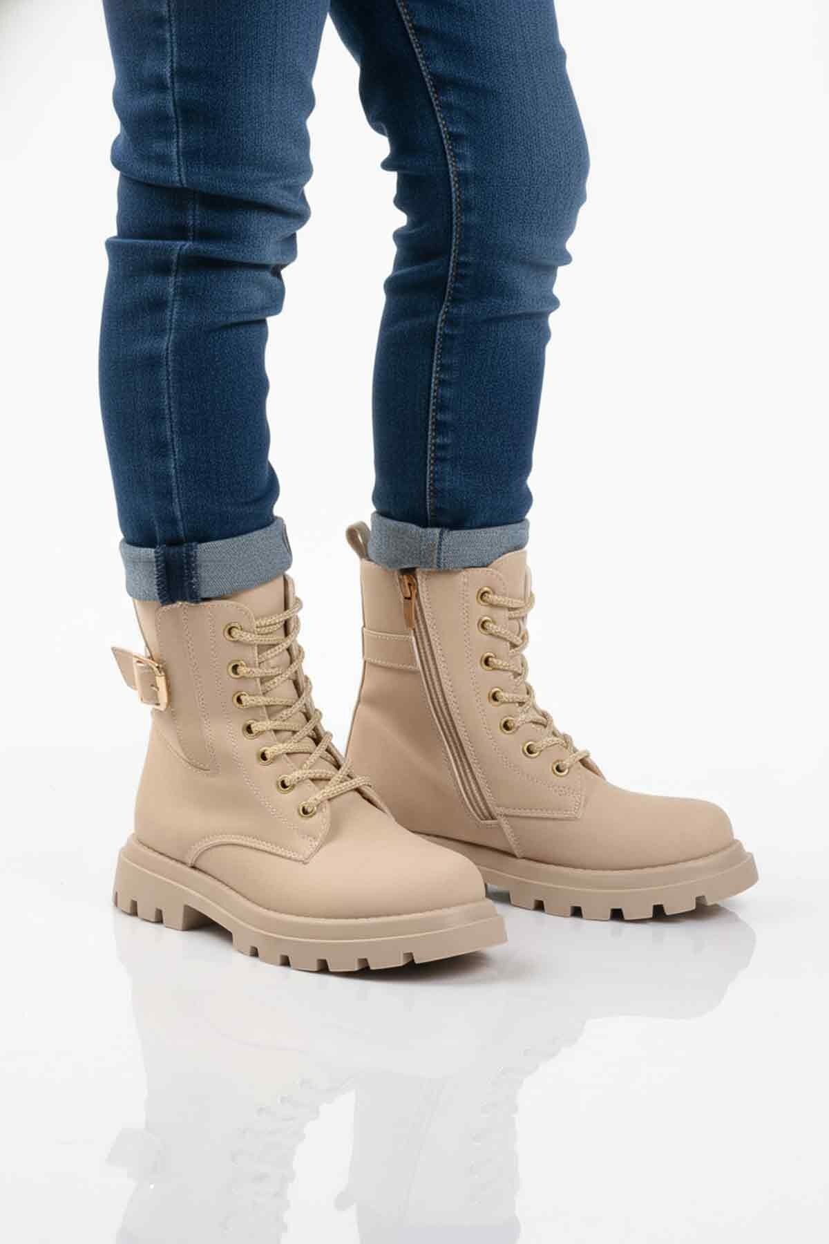 Bej İçi Polarlı Fermuarlı Çocuk Bot Aleda F