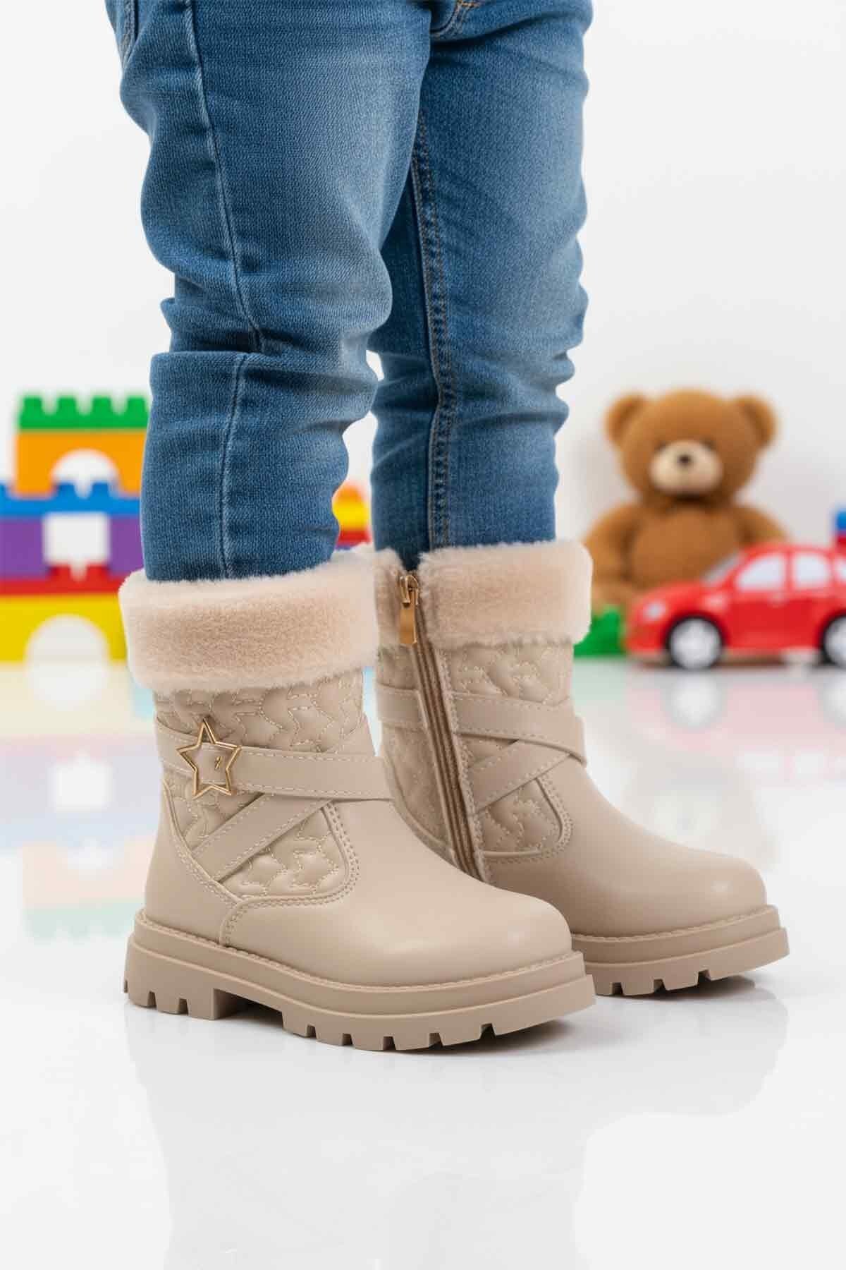 Bej Fermuarlı Çocuk Bot Evla P