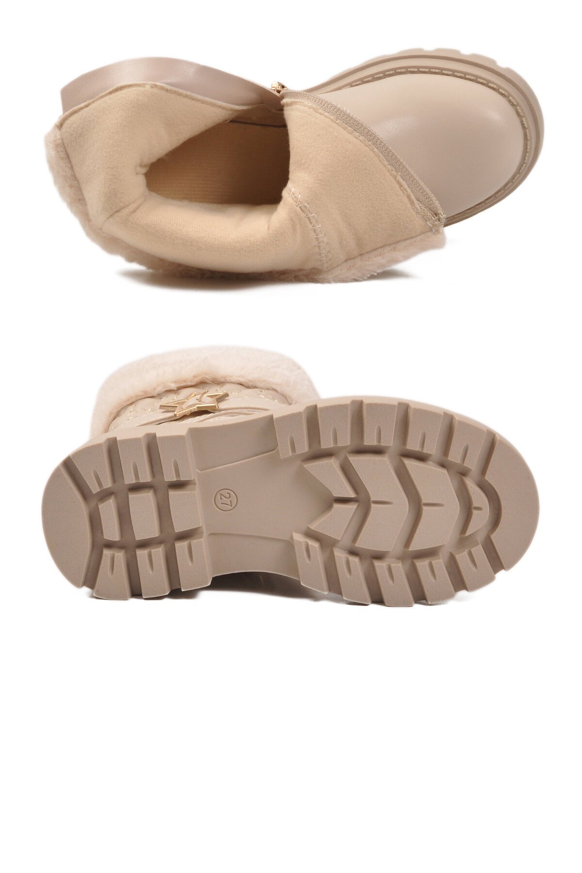 Bej Fermuarlı Çocuk Bot Evla P