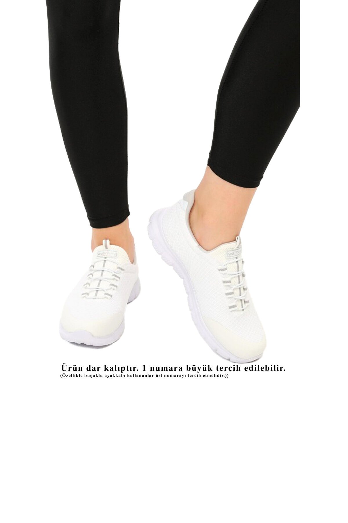 Beyaz-Gümüş Cırtlı Hafif Esnek Kadın Spor Ayakkabı