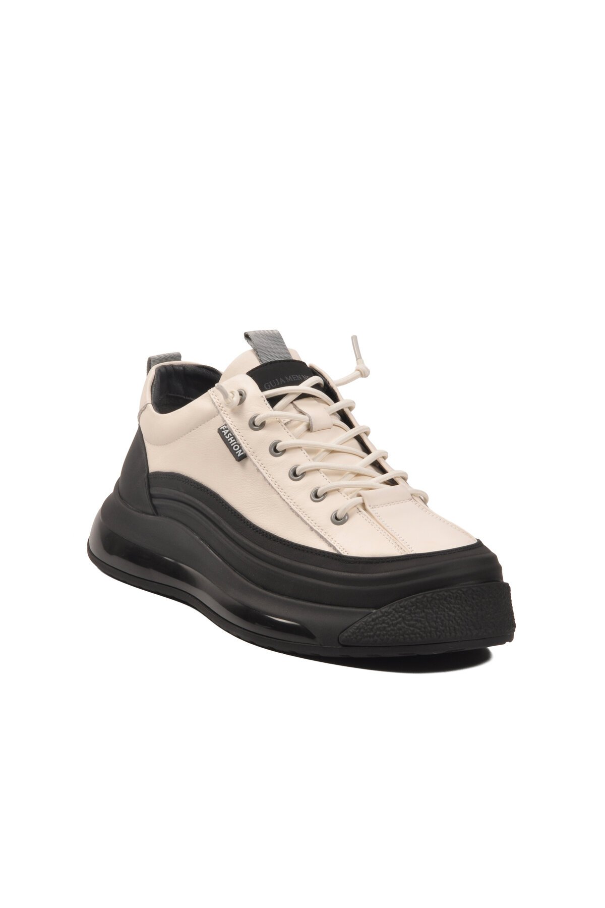 Beyaz Hakiki Deri Lastik Bağcıklı Erkek Günlük Ayakkabı 25K500-1 M