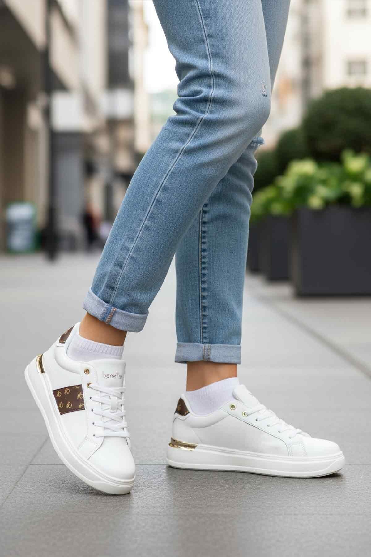 Beyaz Hafif Kadın Sneaker BNI-12132 G