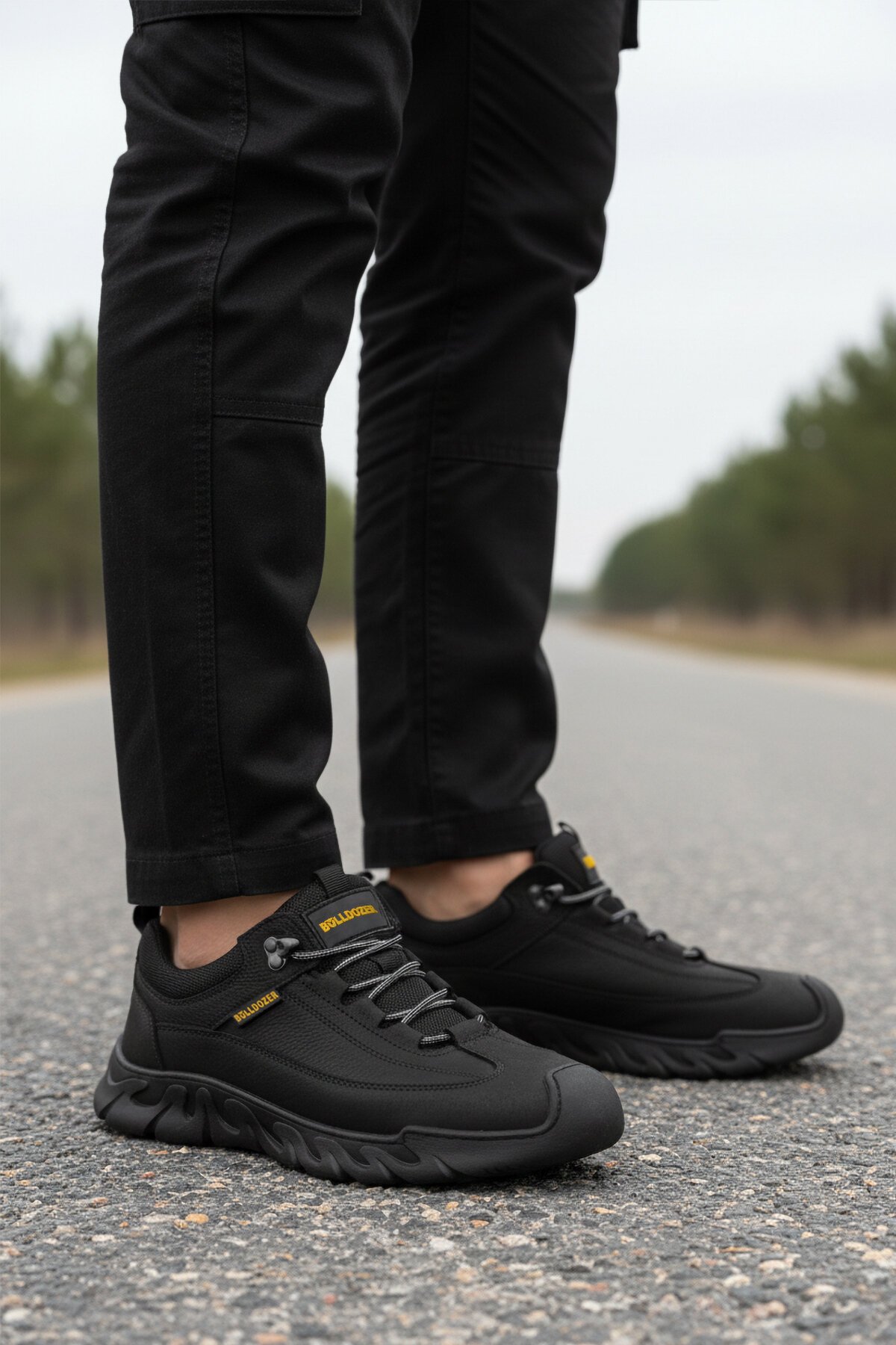 Siyah Nubuk Hakiki Deri Kaymaz Taban Erkek Günlük Ayakkabı