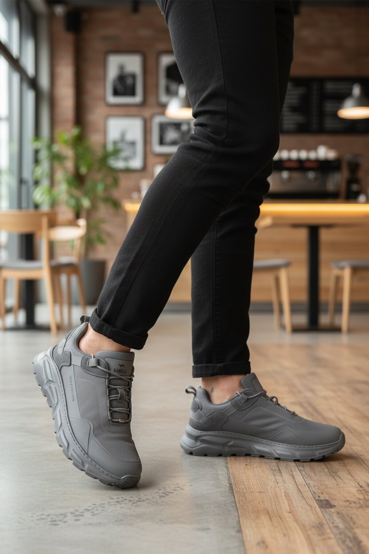 Füme Tekstil Lastik Bağcıklı Erkek Spor Ayakkabı Rainy M