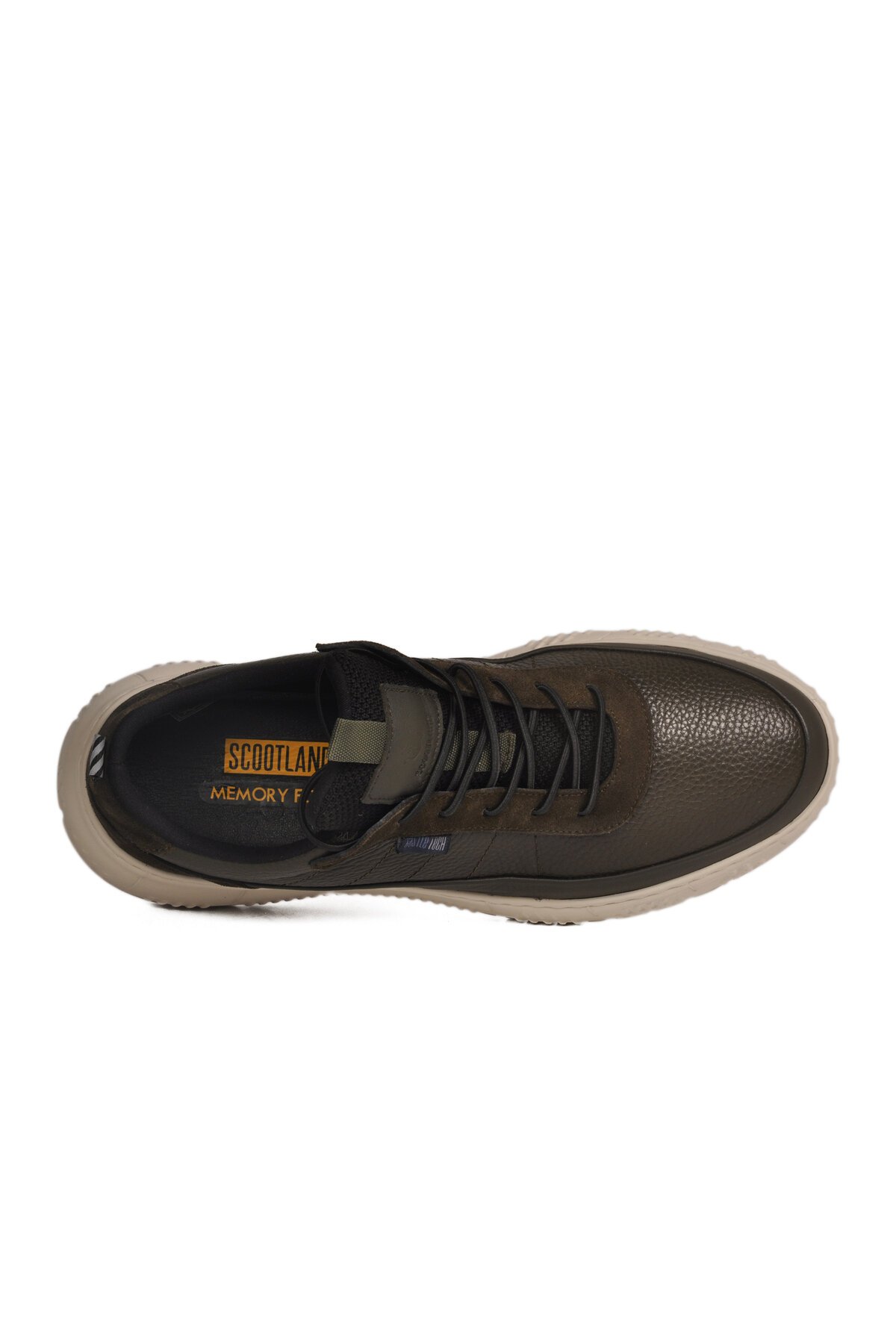 Haki Hakiki Deri Lastik Bağcıklı Memory Foarm Erkek Günlük Ayakkabı 152-22487 M