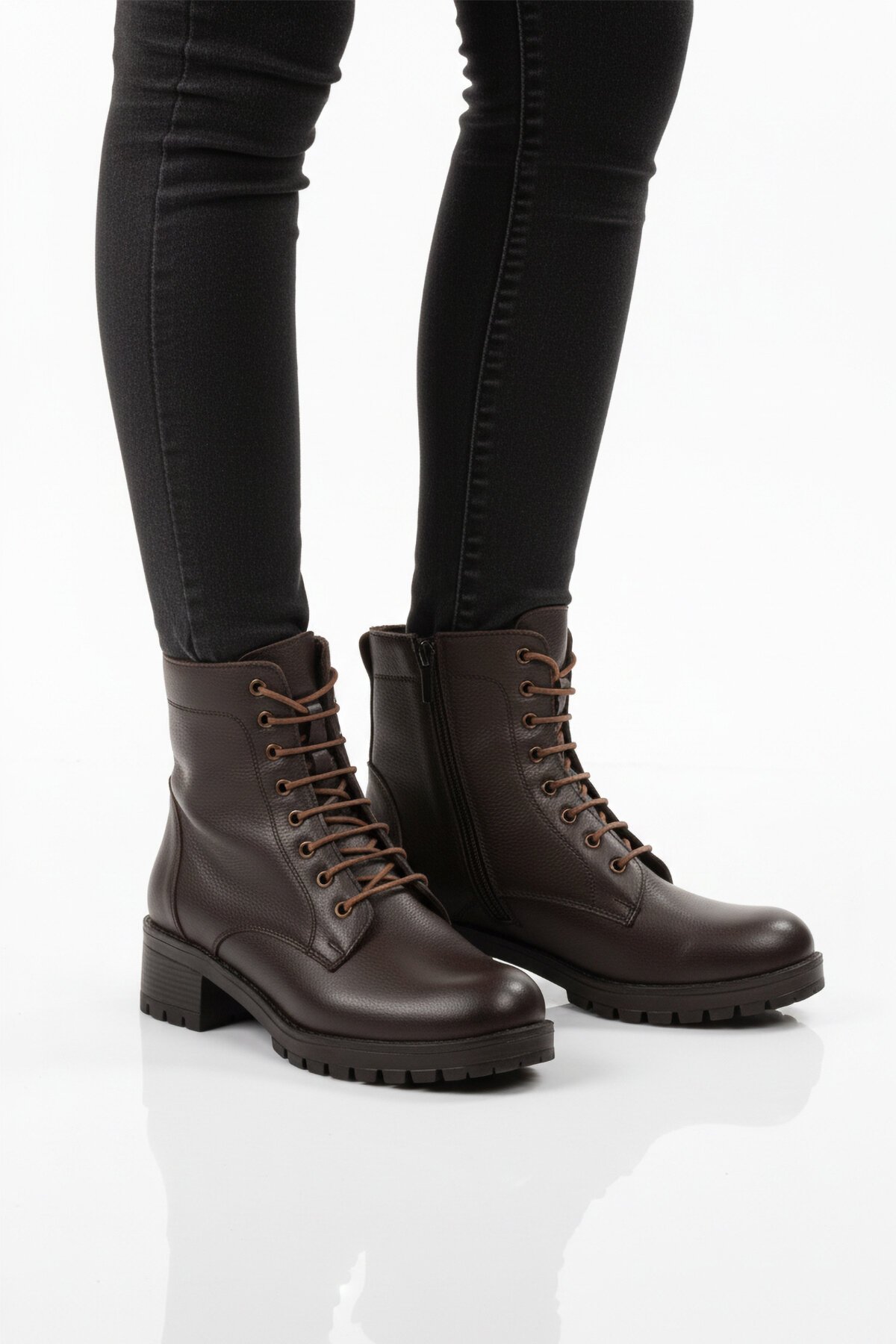 Kahve Hakiki Deri İçi Polarlı Kadın Bot Premium 2680-1 Z