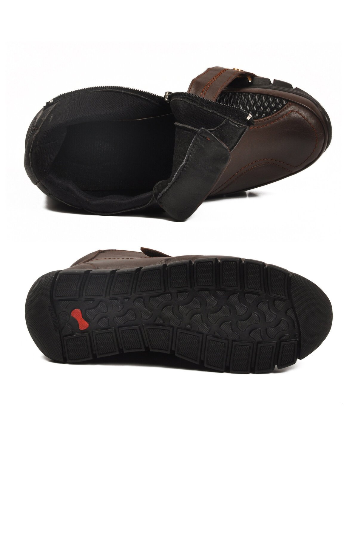 Kahve Hakiki Deri Kaymaz Taban İçi Polarlı Kadın Bot 3609 Z