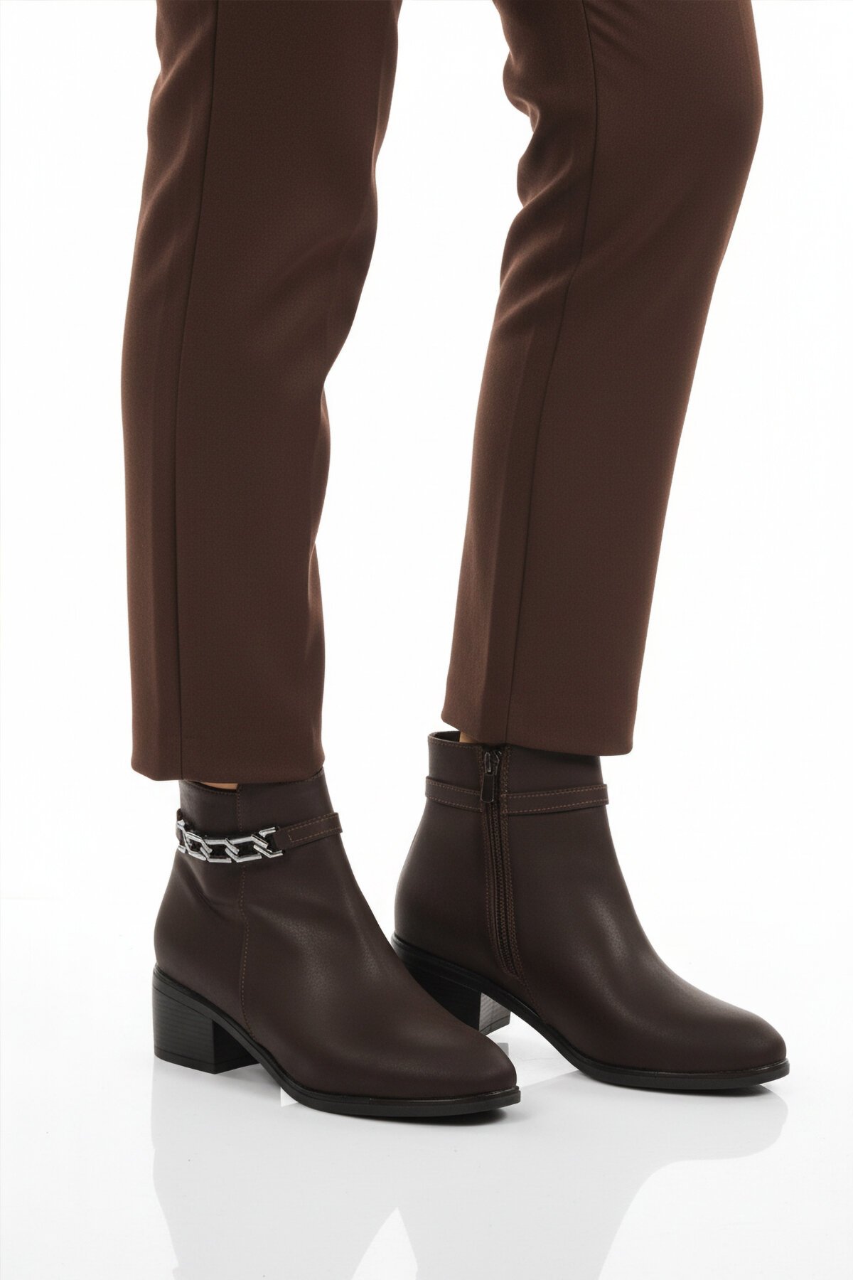 Kahve İçi Polarlı Fermuarlı Kadın Bot 325131 Z