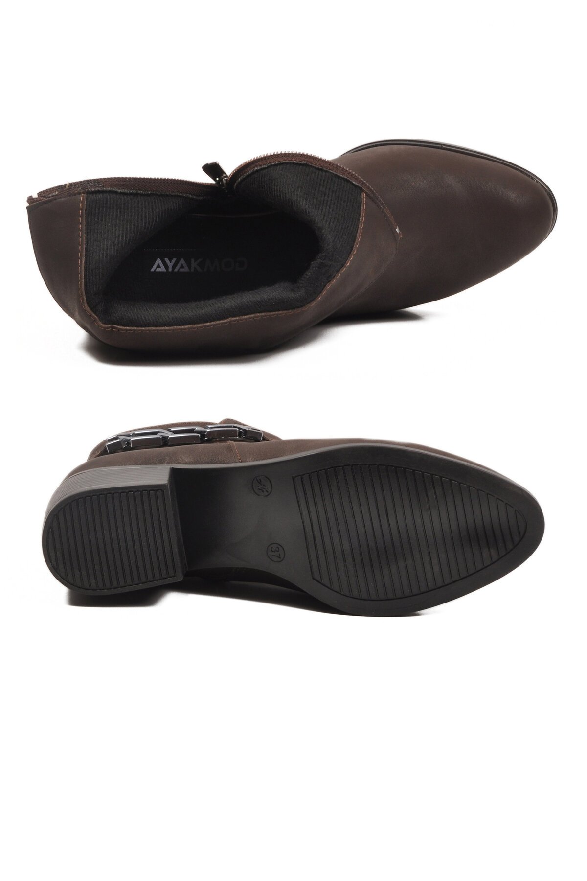 Kahve İçi Polarlı Fermuarlı Kadın Bot 325131 Z