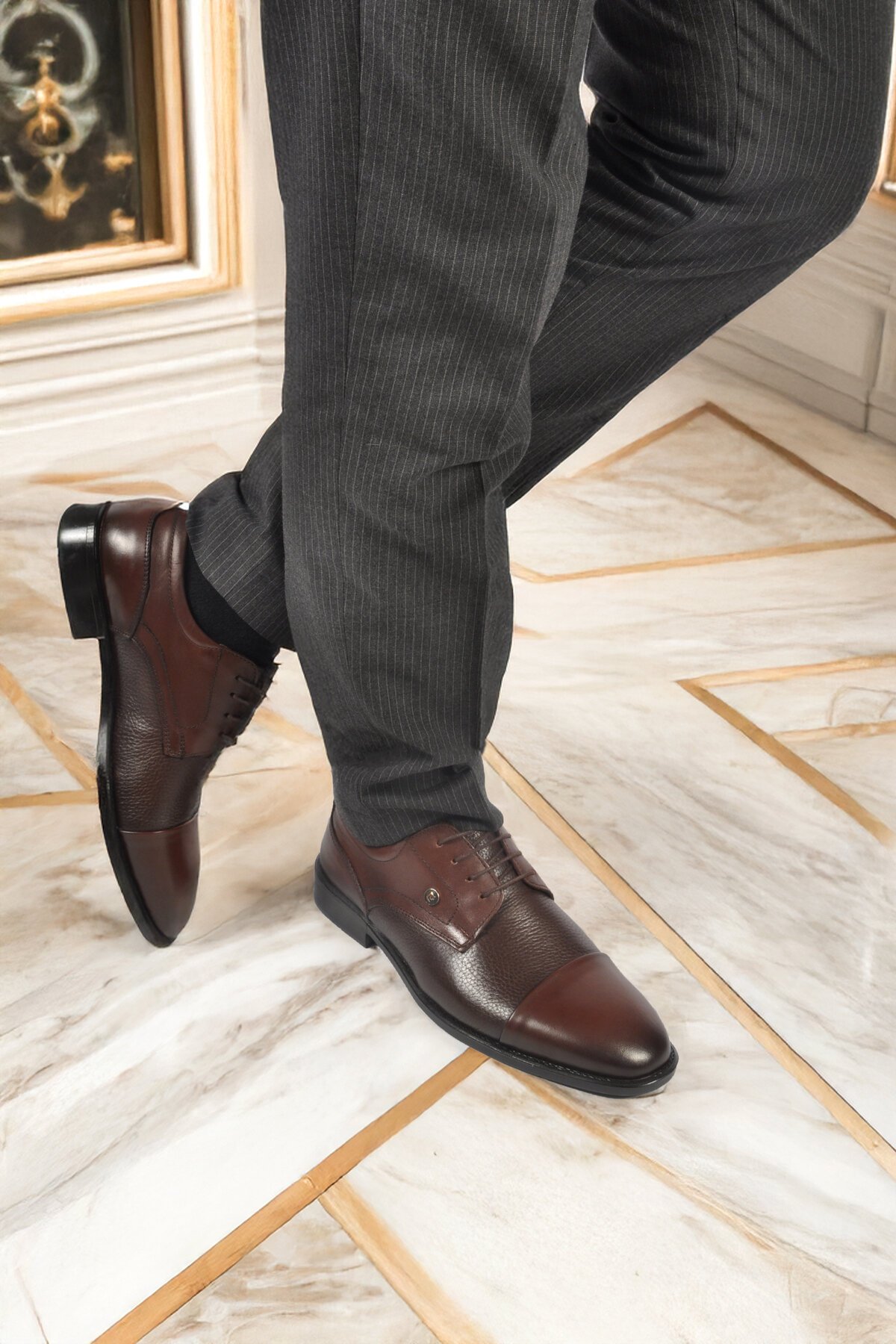 Kahverengi Hakiki Deri Erkek Klasik Ayakkabı 1612200 M