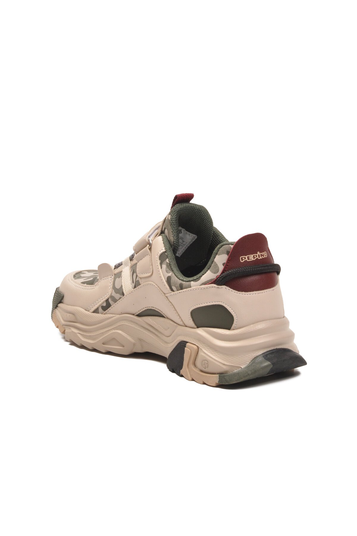 Krem-Haki-Bordo Cırtlı Çocuk Spor Ayakkabı 2021 F