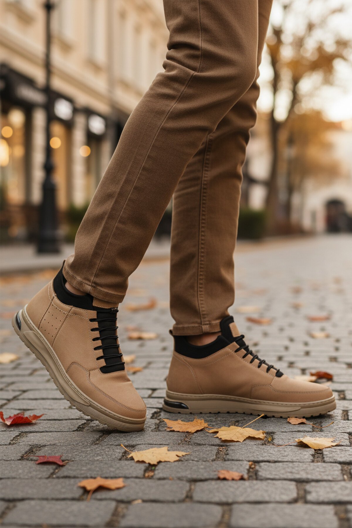 Kum Nubuk Hakiki Deri İçi Kürklü Lastik Bağcıklı Erkek Bot 727 M