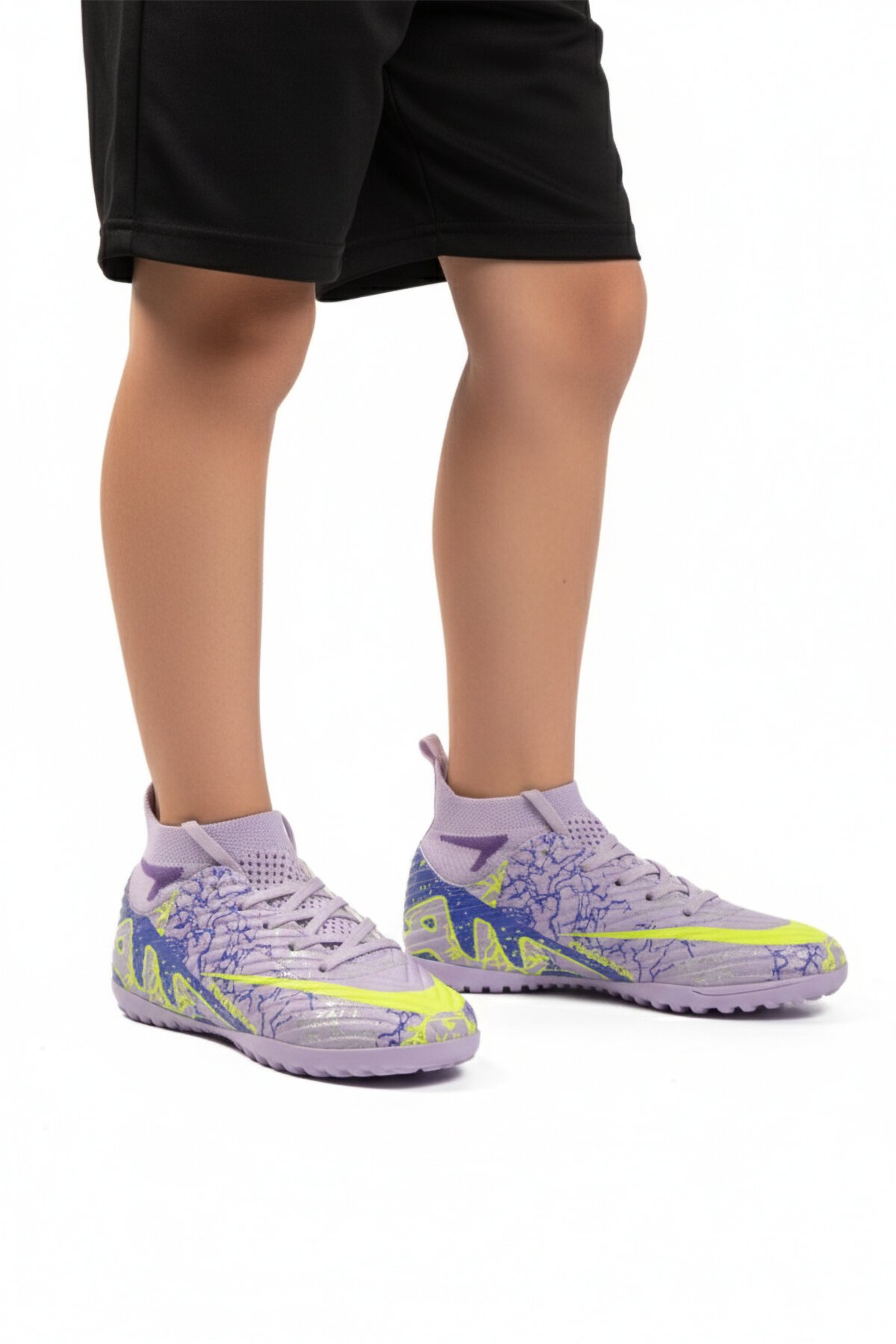 Lila-Mor Çoraplı Çocuk Halı Saha Ayakkabısı Air 600 F