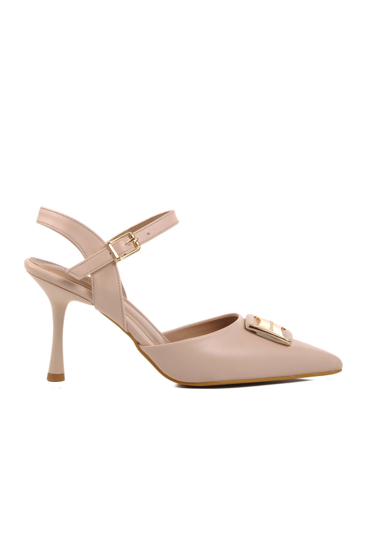 Krem Kadın İnce Topuklu Ayakkabı
