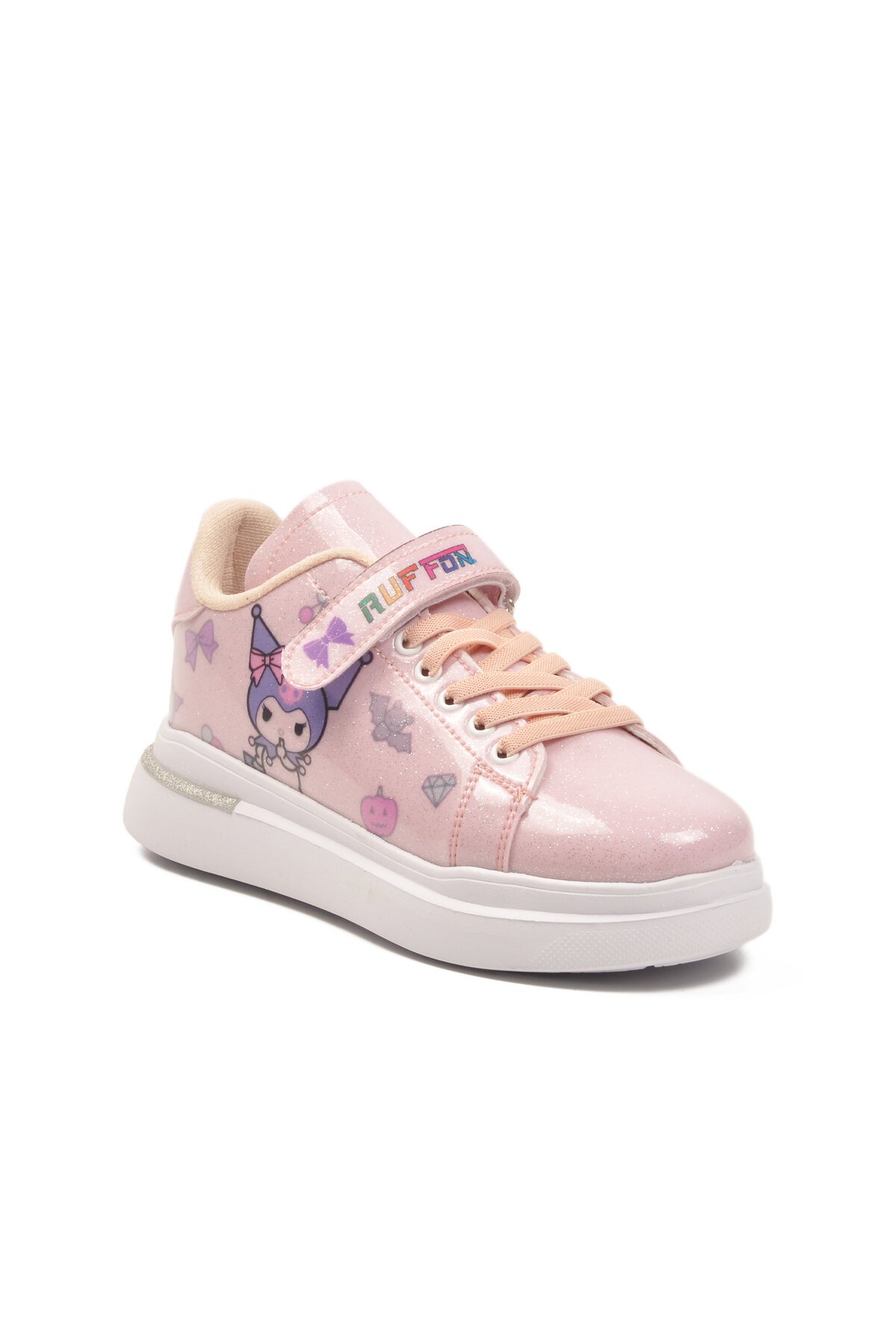 Pudra Rugan-Simli Cırtlı Hafif Çocuk Spor Ayakkabı 2540-26K F