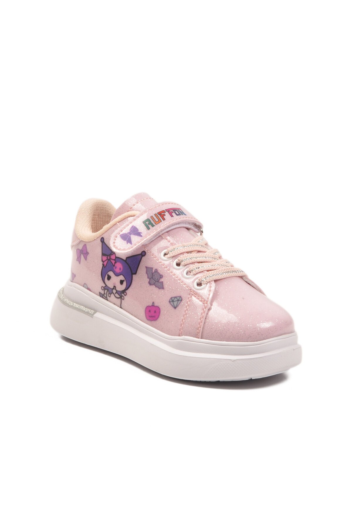 Ruffon Pudra Rugan-Simli Cırtlı Hafif Çocuk Spor Ayakkabı 2540-26K P