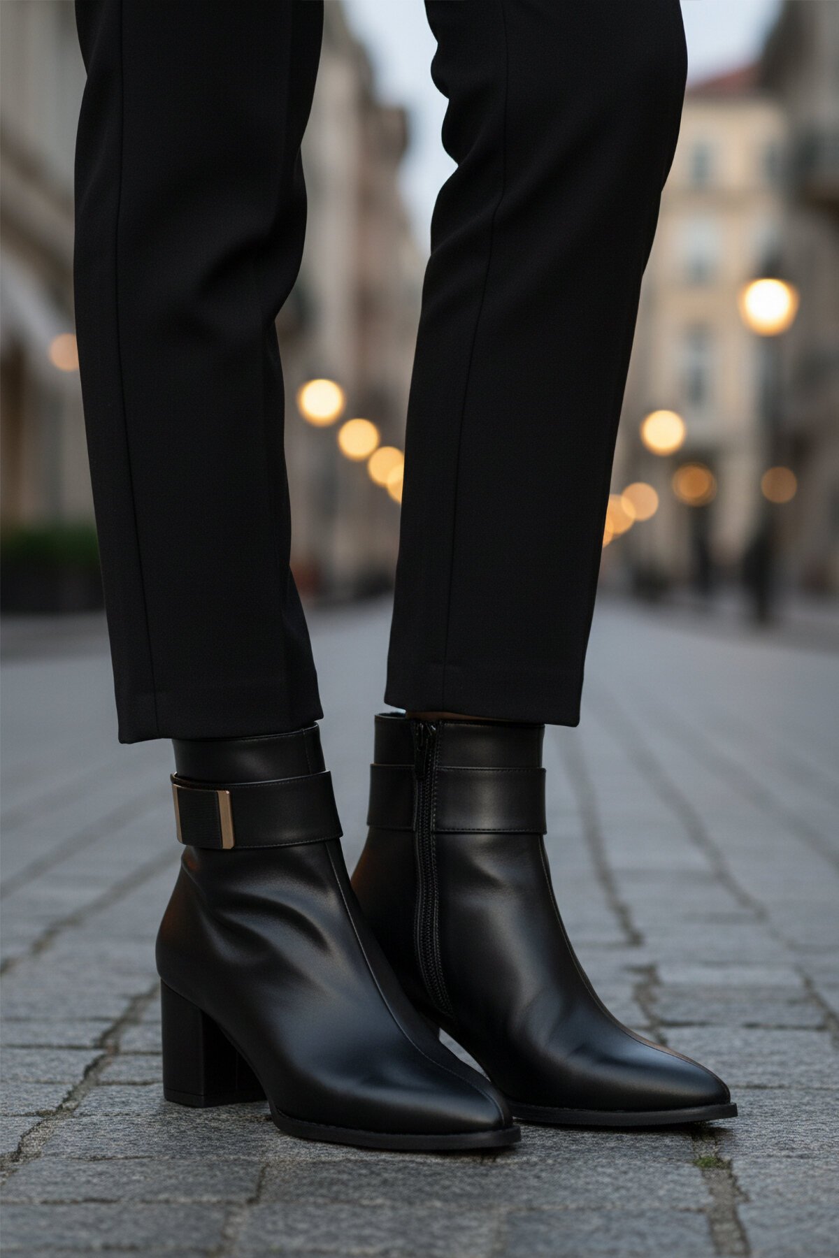 Siyah Deri Kadın Bot 262326 Z (Dar Kalıp)