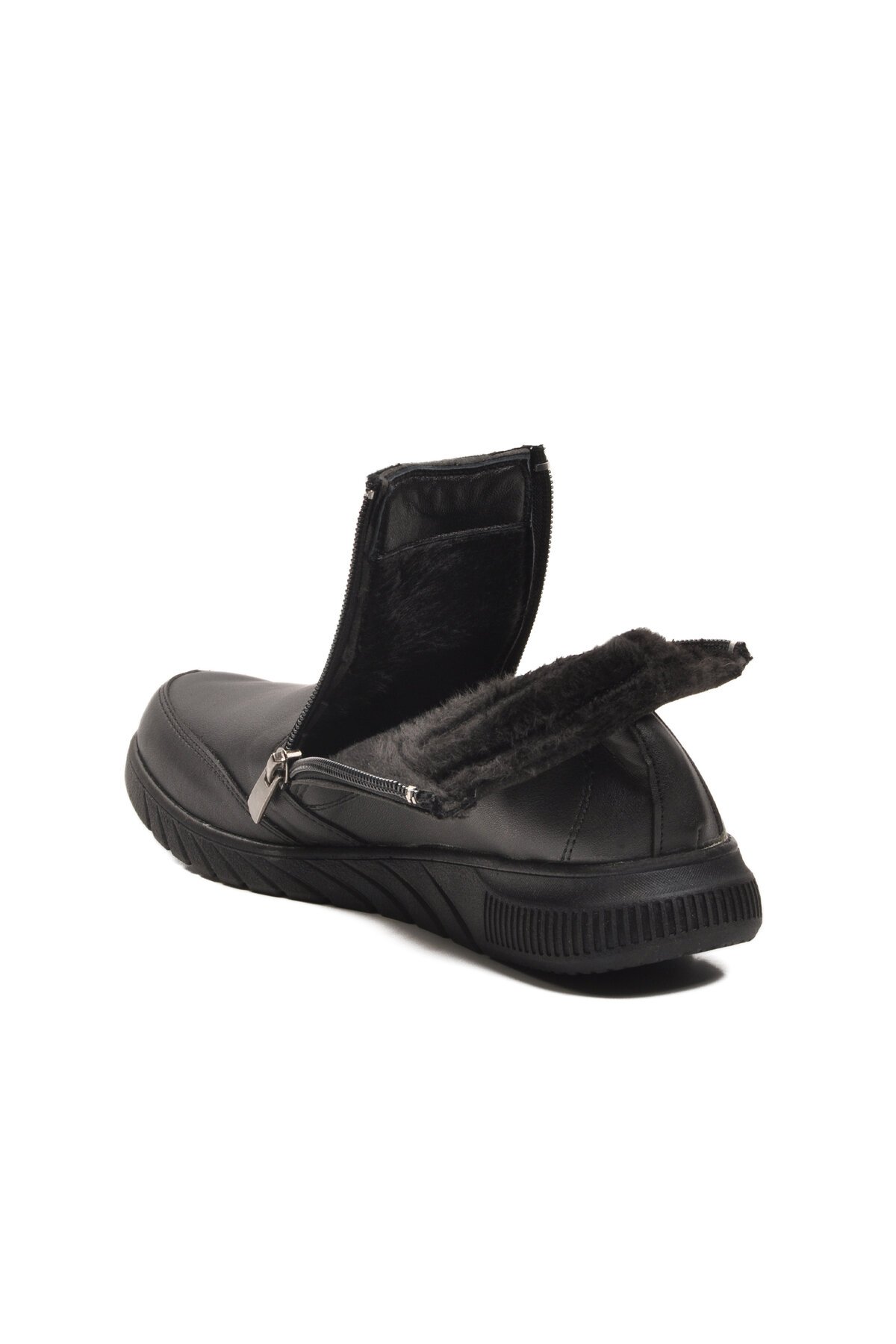 Siyah Cilt İçi Kürklü Fermuarlı Kadın Bot 293111 Z