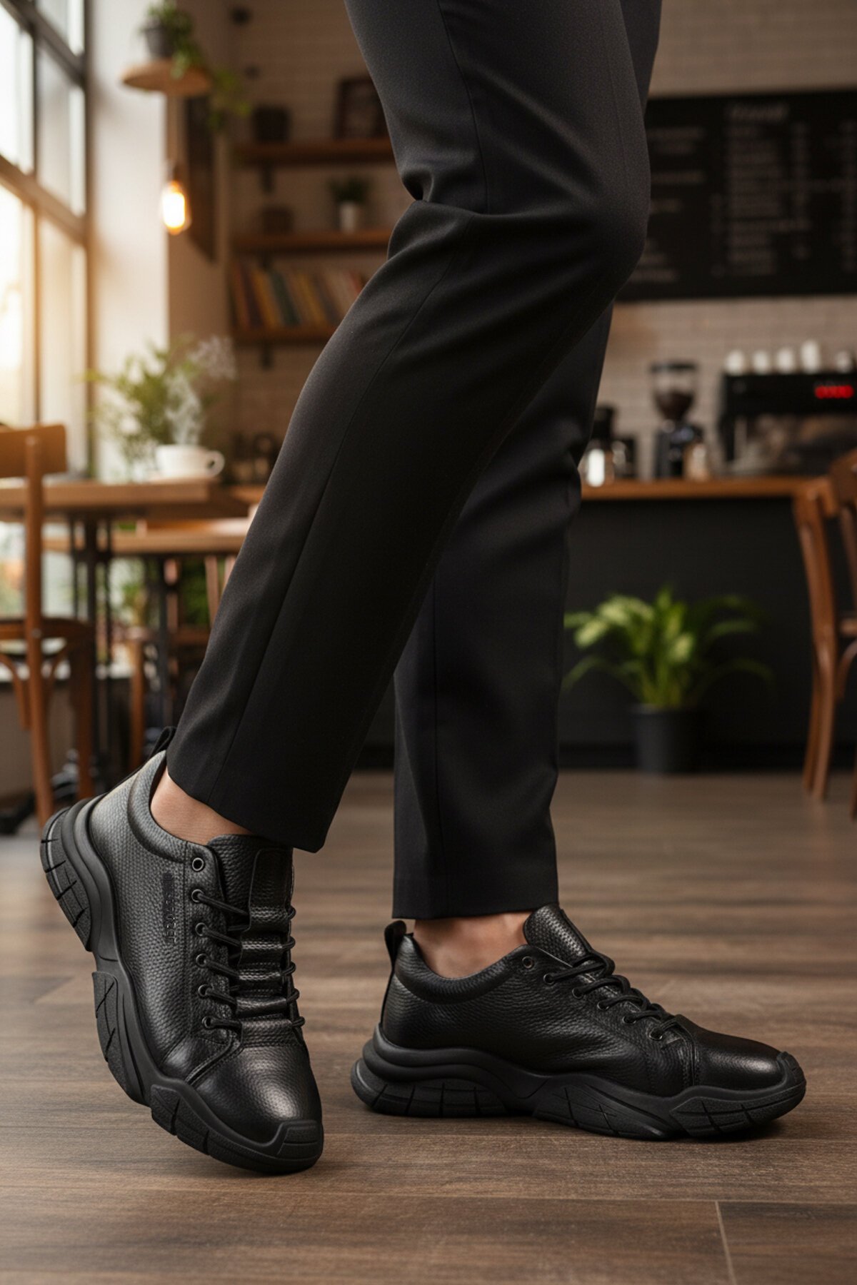 Siyah Floter Hakiki Deri Dar kalıp Erkek Günlük Ayakkabı 260037 M