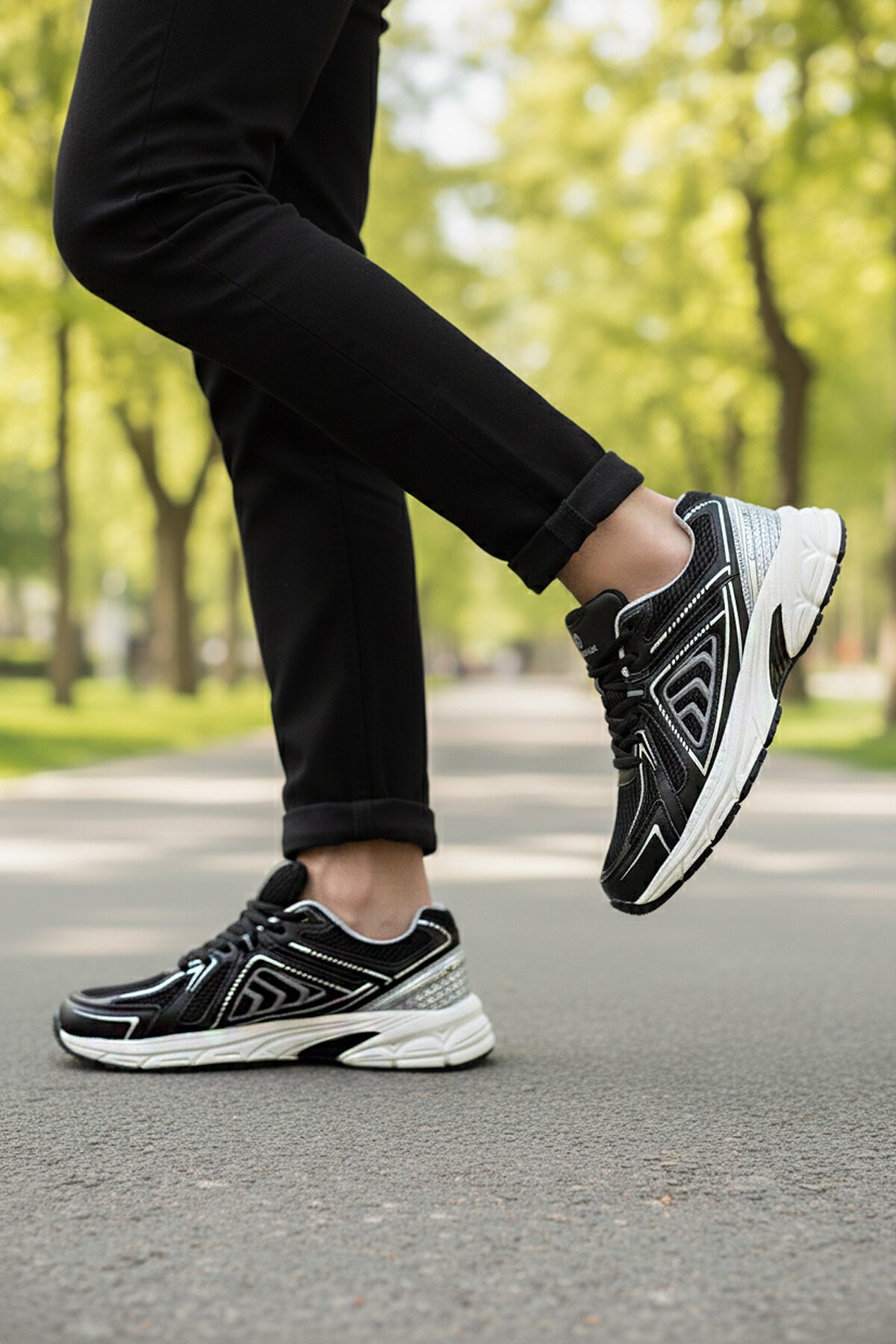 Siyah-Gümüş Fileli Comfort Taban Unisex Spor Ayakkabı 101 25029 Dipper G