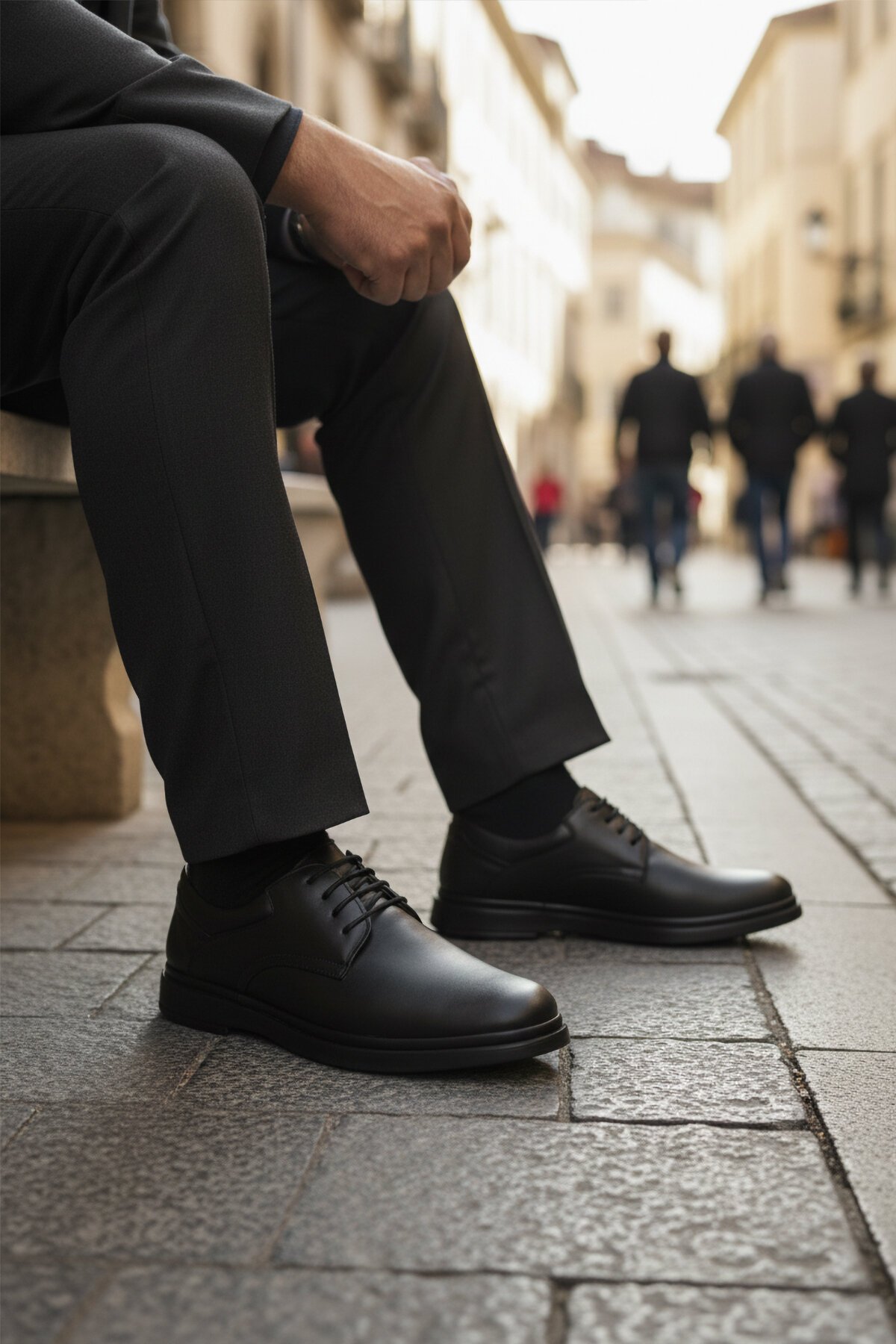 Siyah Hakiki Deri Erkek Günlük Ayakkabı DSN 2027 M