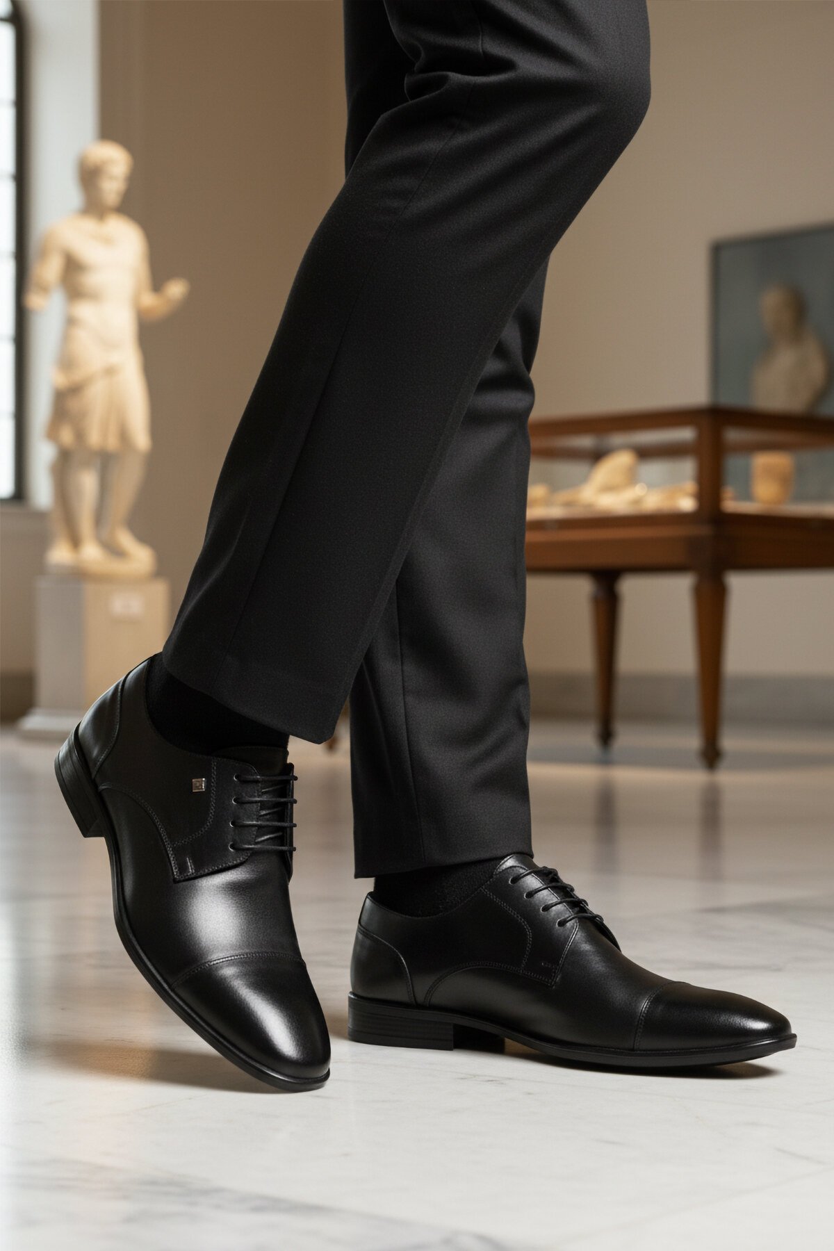 Siyah Hakiki Deri Erkek Klasik Ayakkabı 2807 M