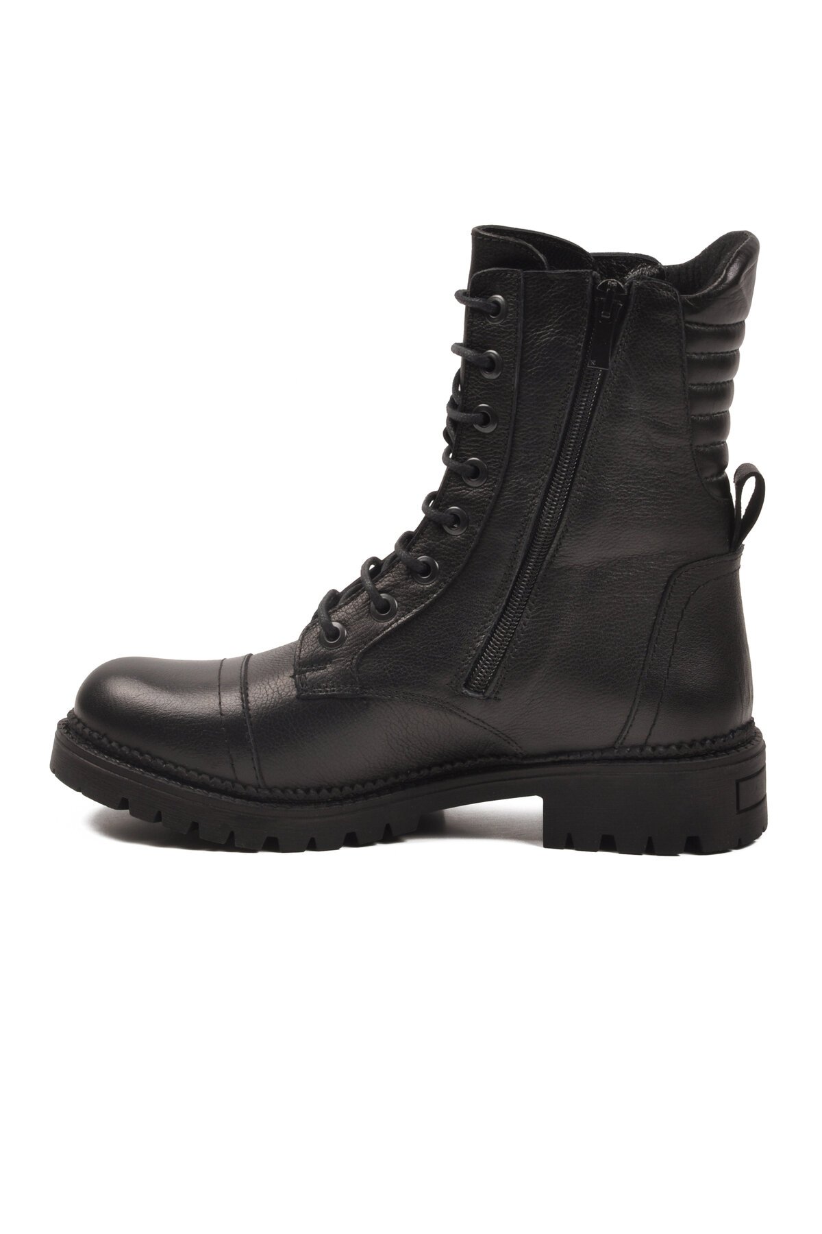 Siyah Hakiki Deri Fermuarlı Kadın Bot Premium 52682-1 Z