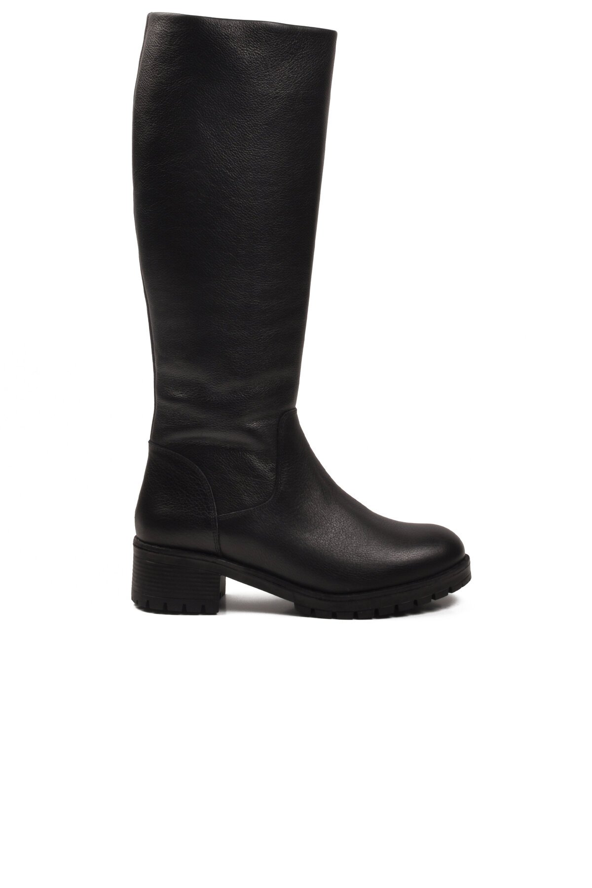 Siyah Hakiki Deri Kaymaz Taban Kadın Çizme 26900-1 Z