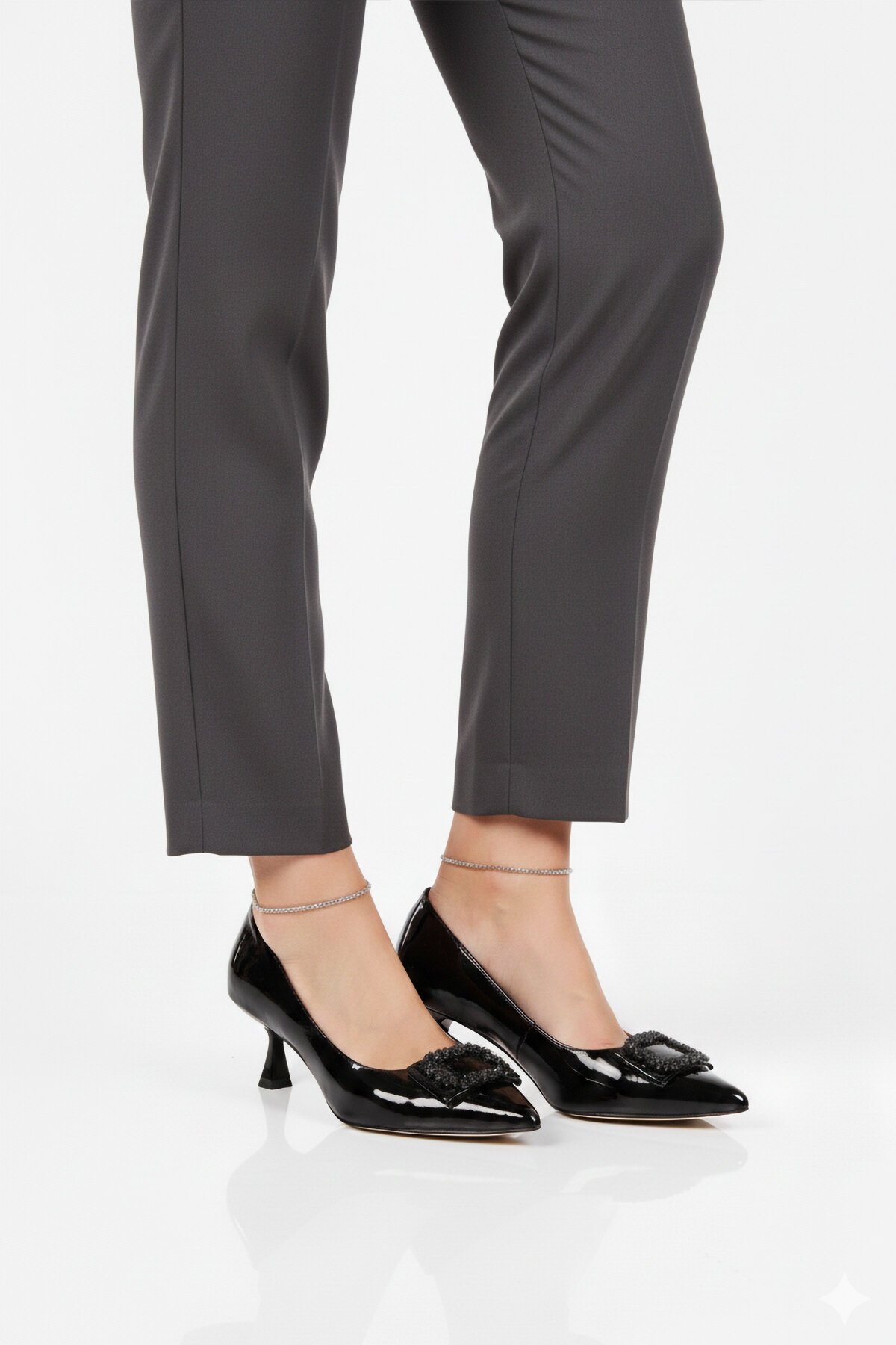 Siyah Kırışık Rugan Hafif Kadın Abiye Ayakkabı 357172 Z