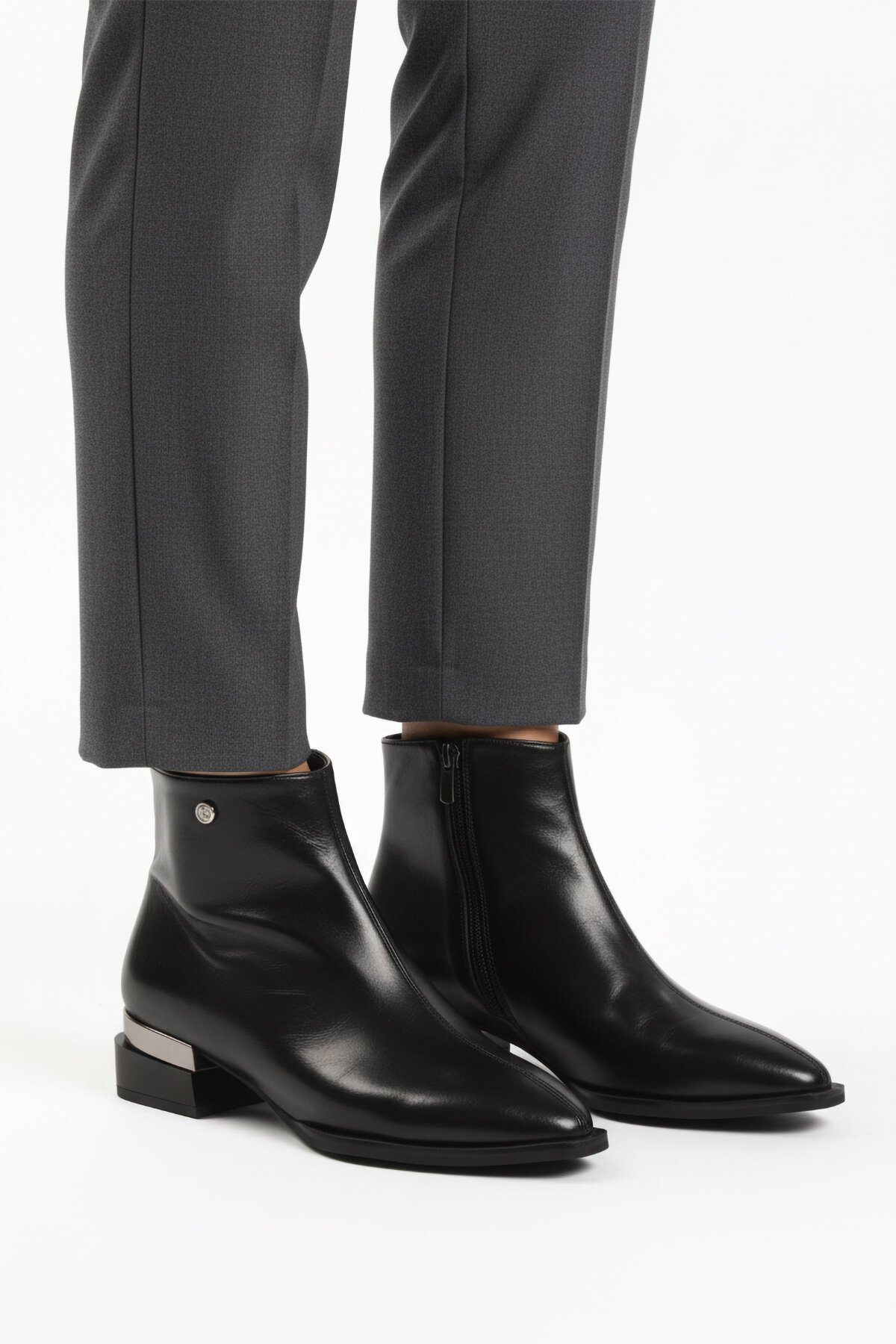 Siyah Parlak İçi Kürklü Kadın Bot PC-54991 Z