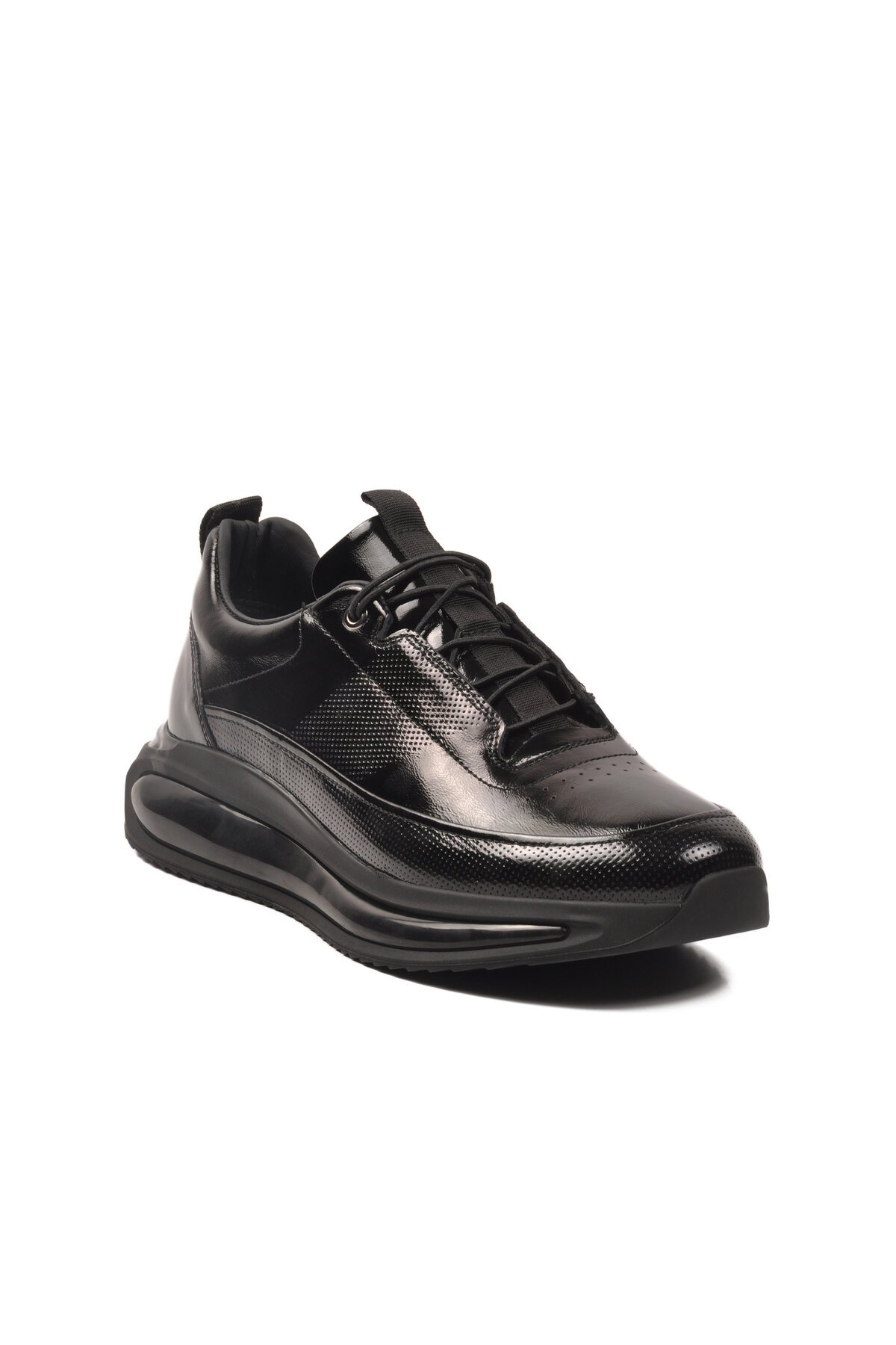 Siyah Rugan Hakiki Deri AirbagSole Erkek Sneaker 152-22053 M