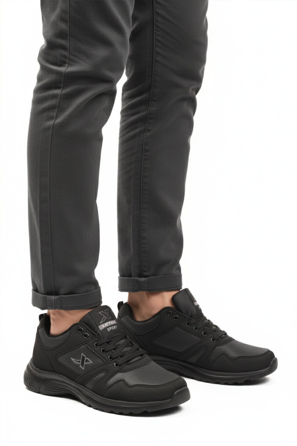 Siyah Hafif Esnek Erkek Spor Ayakkabı Xstep 020-Cilt Büyük Numara M