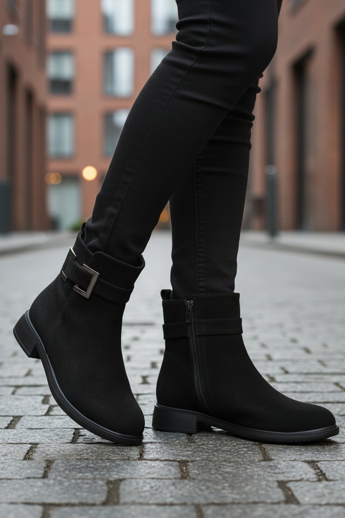 Siyah Süet Fermuarlı Kadın Bot 209144 Z