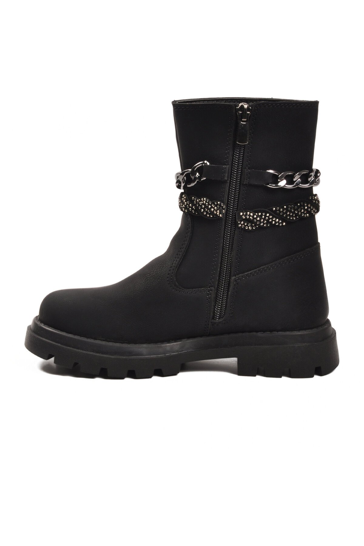 Siyah Fermuarlı İçi Polarlı Çocuk Çizme Duru F