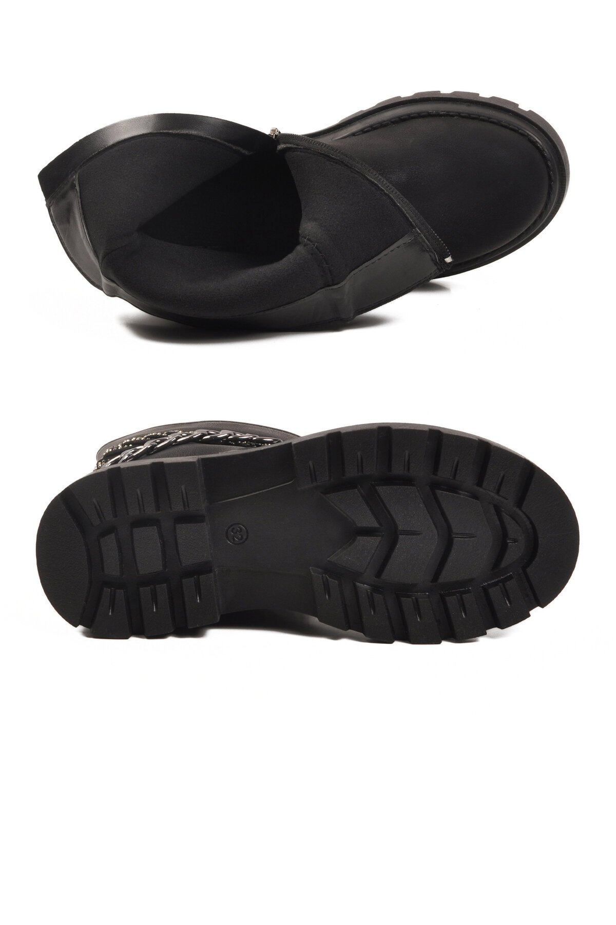 Siyah Fermuarlı İçi Polarlı Çocuk Çizme Duru F