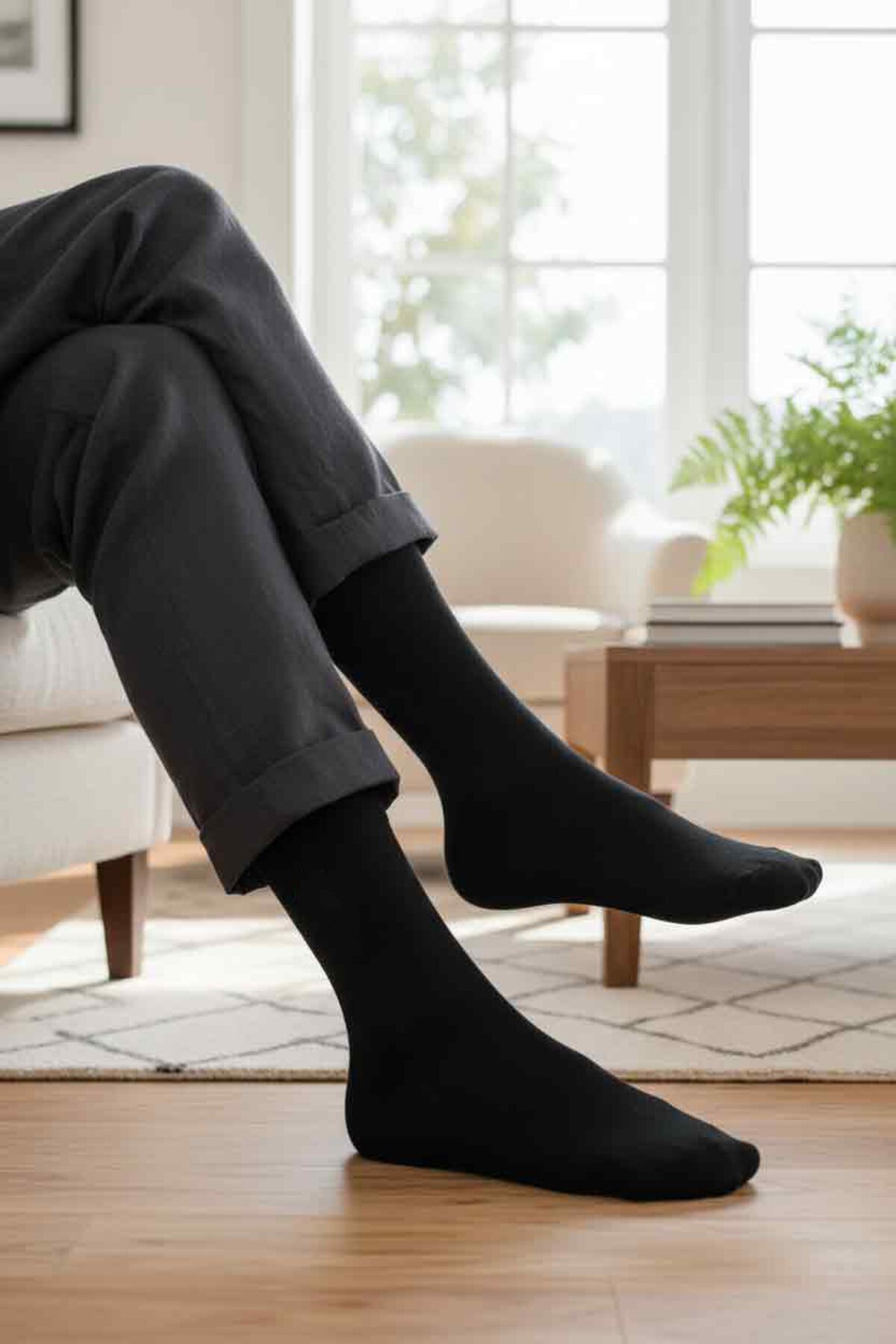 Siyah Tekstil Unisex Çorap BMB-2182 Bambu Uzun Çorap