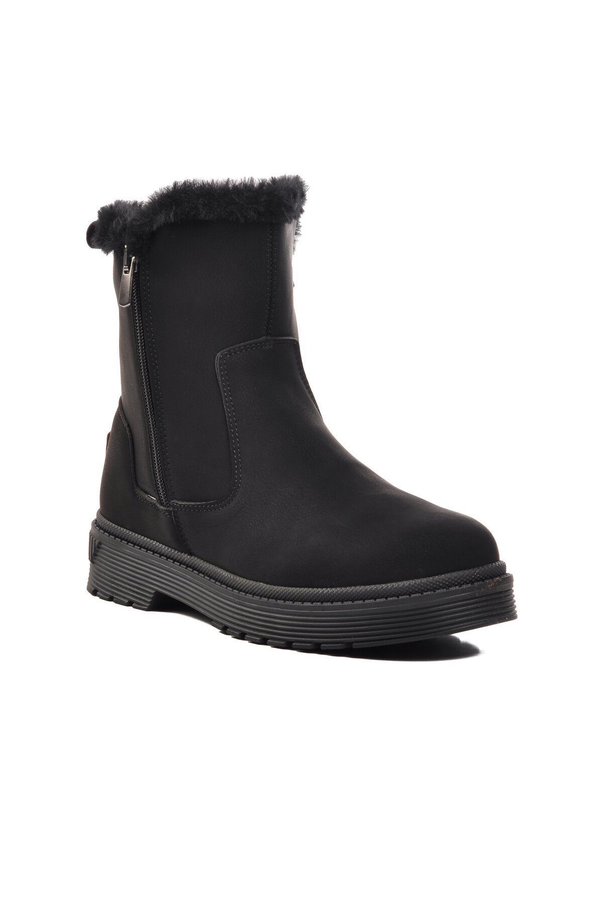 Siyah-Zümrüt Fermuarlı Polarlı Kadın Bot 23003 Z