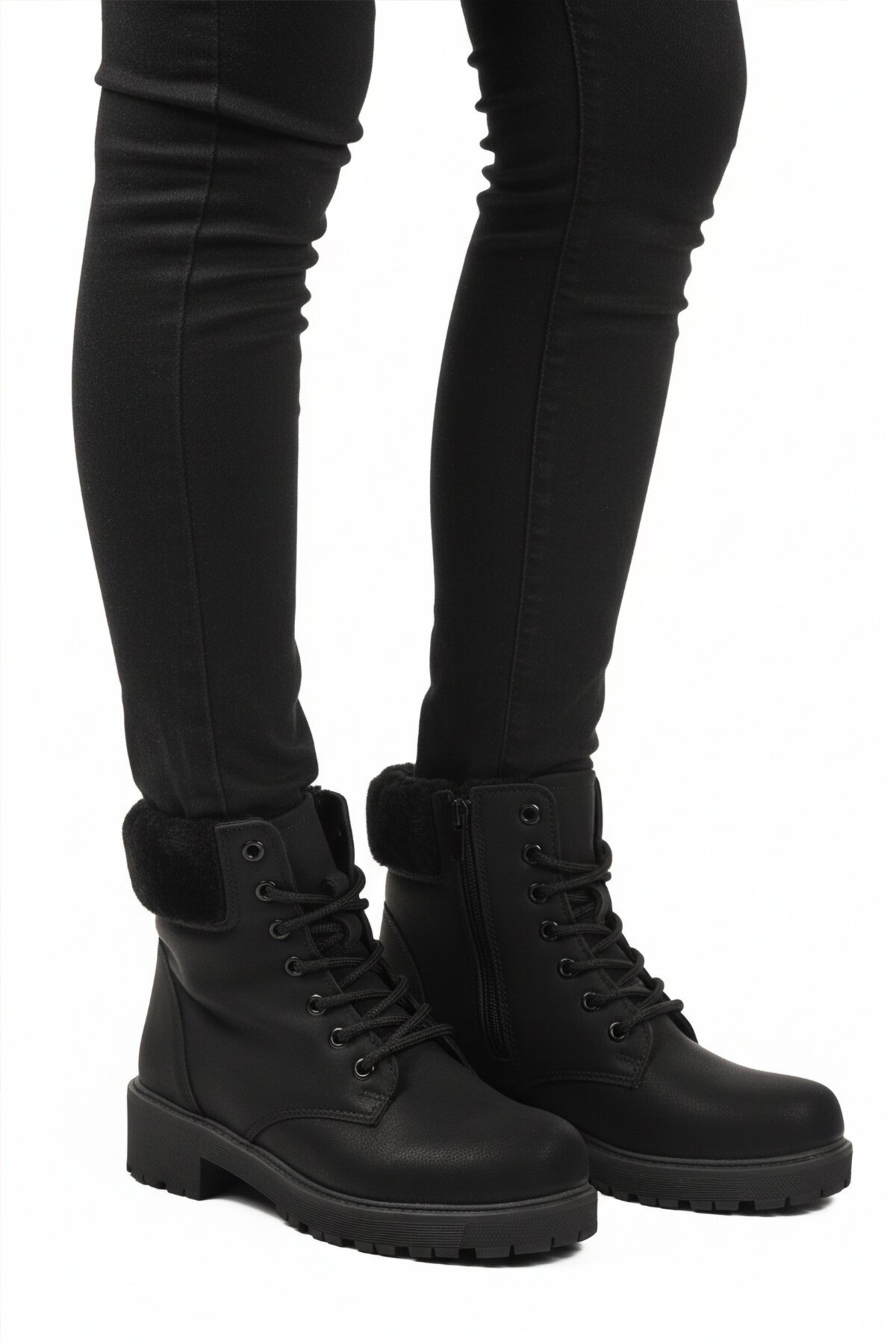 Siyah-Zümrüt İçi Polarlı Fermuarlı Kadın Bot Marc 4030 Z