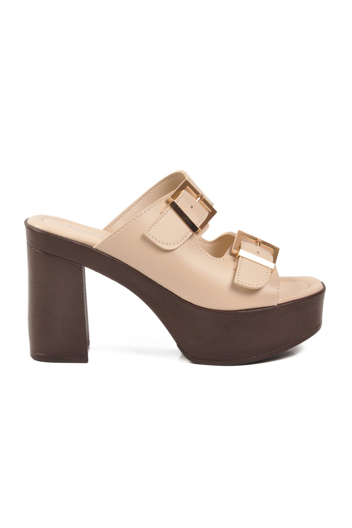 Bej Yüksek Topuklu Kadın Terlik 322221 Z