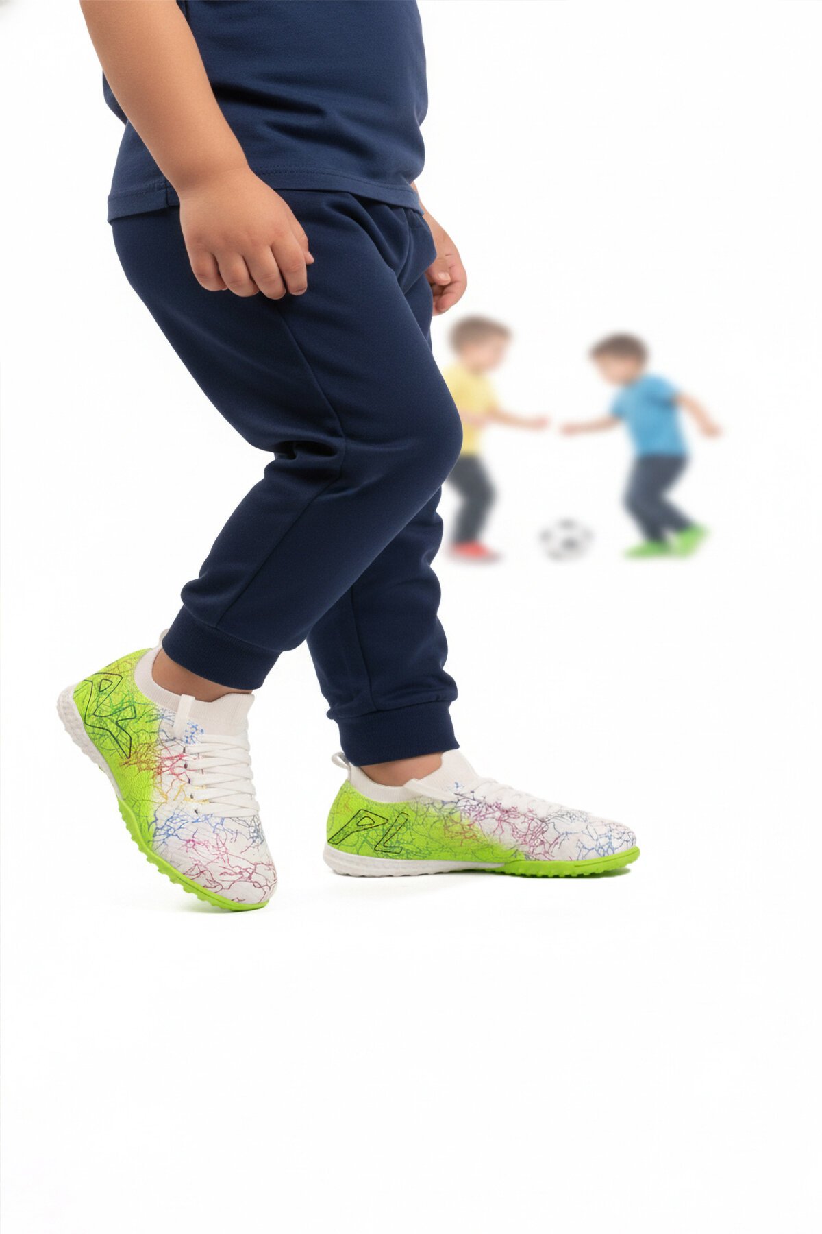 Beyaz-Neon Yeşil Çocuk Halı Saha Ayakkabısı FH-252-153 F