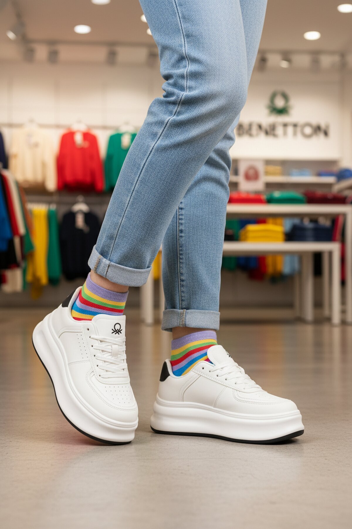 Beyaz Unisex Spor Ayakkabı Benetton BN-12156 G